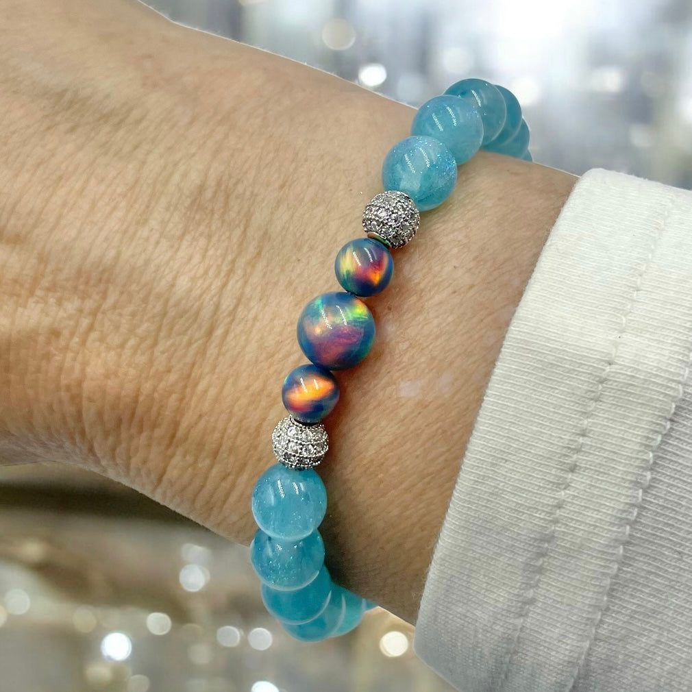 Island Ocean with Blue Aura Opals