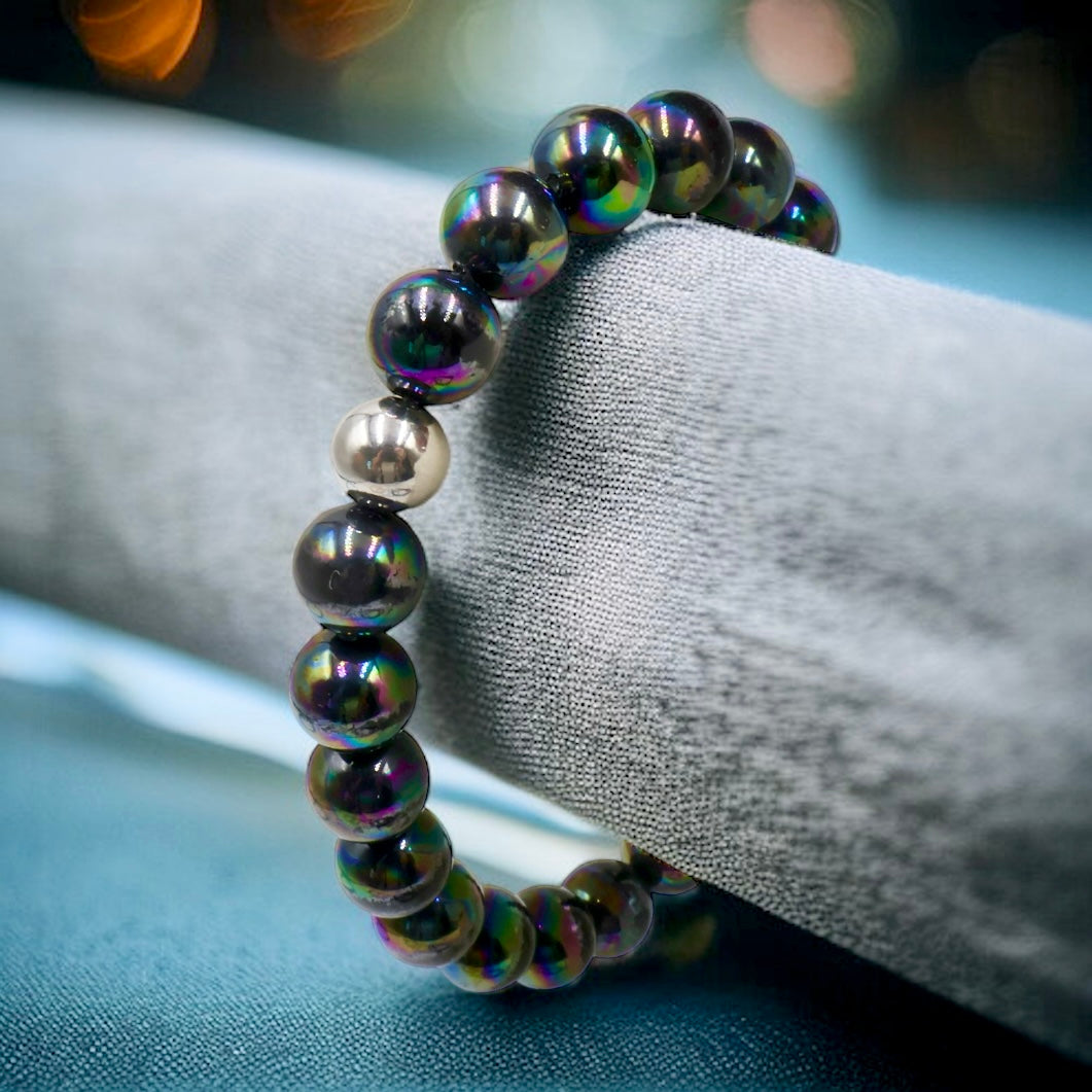 Mother of Pearl Bracelet ~ Black Rainbow