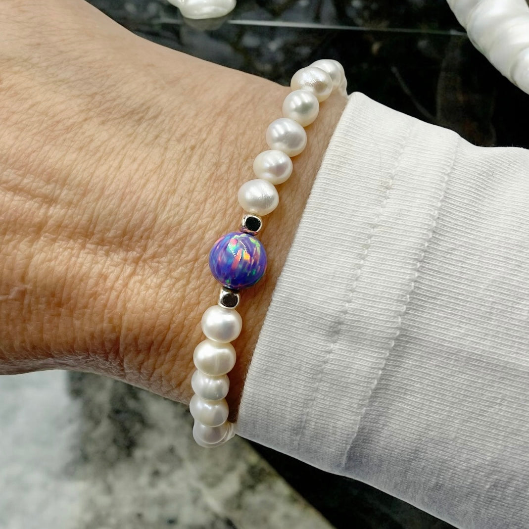 Pearl & Opal Bracelet ~ Cyber Grape