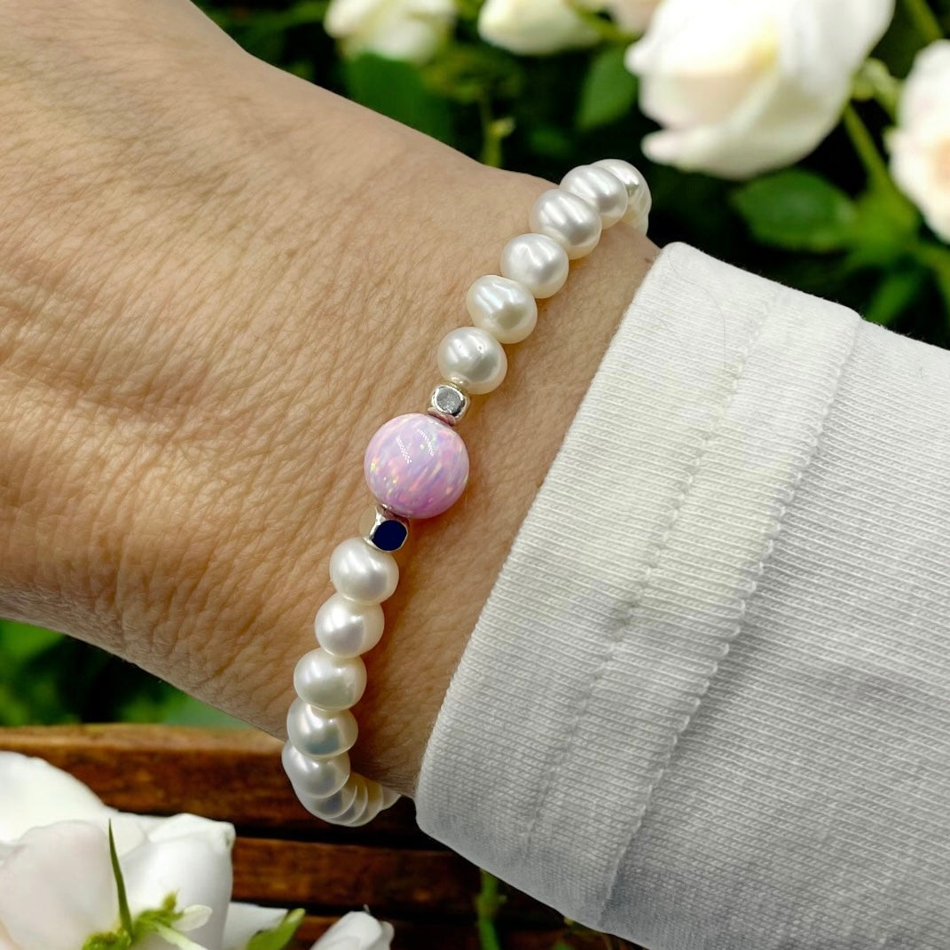 Pearl & Opal Bracelet ~ Pink Chiffon
