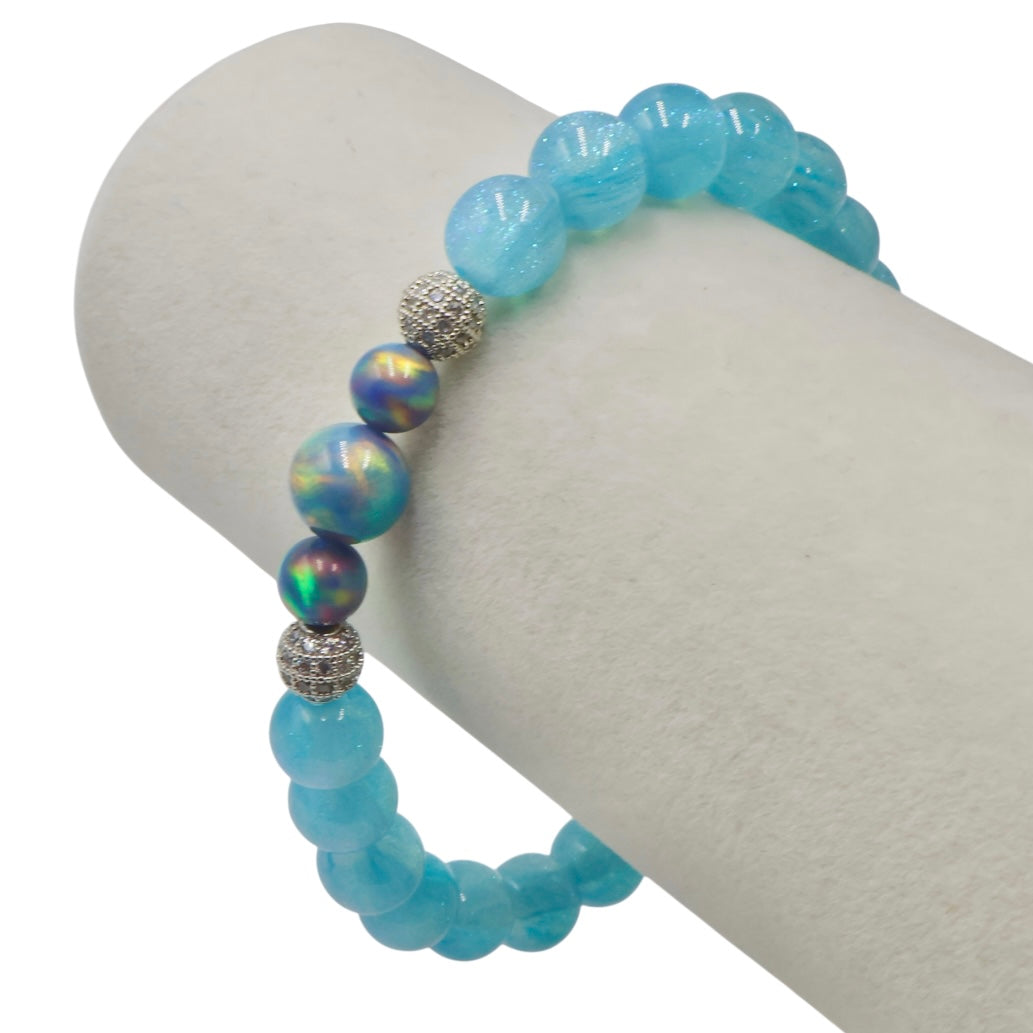 Island Ocean with Blue Aura Opals