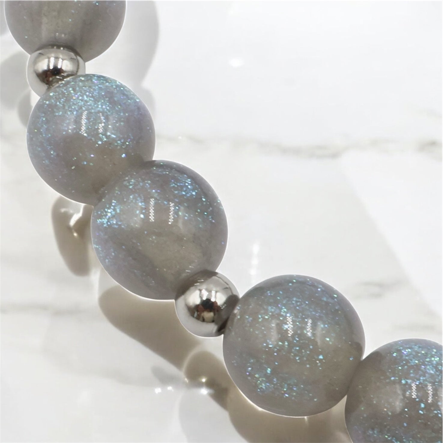 Silver Shine with Blue Aura Opals