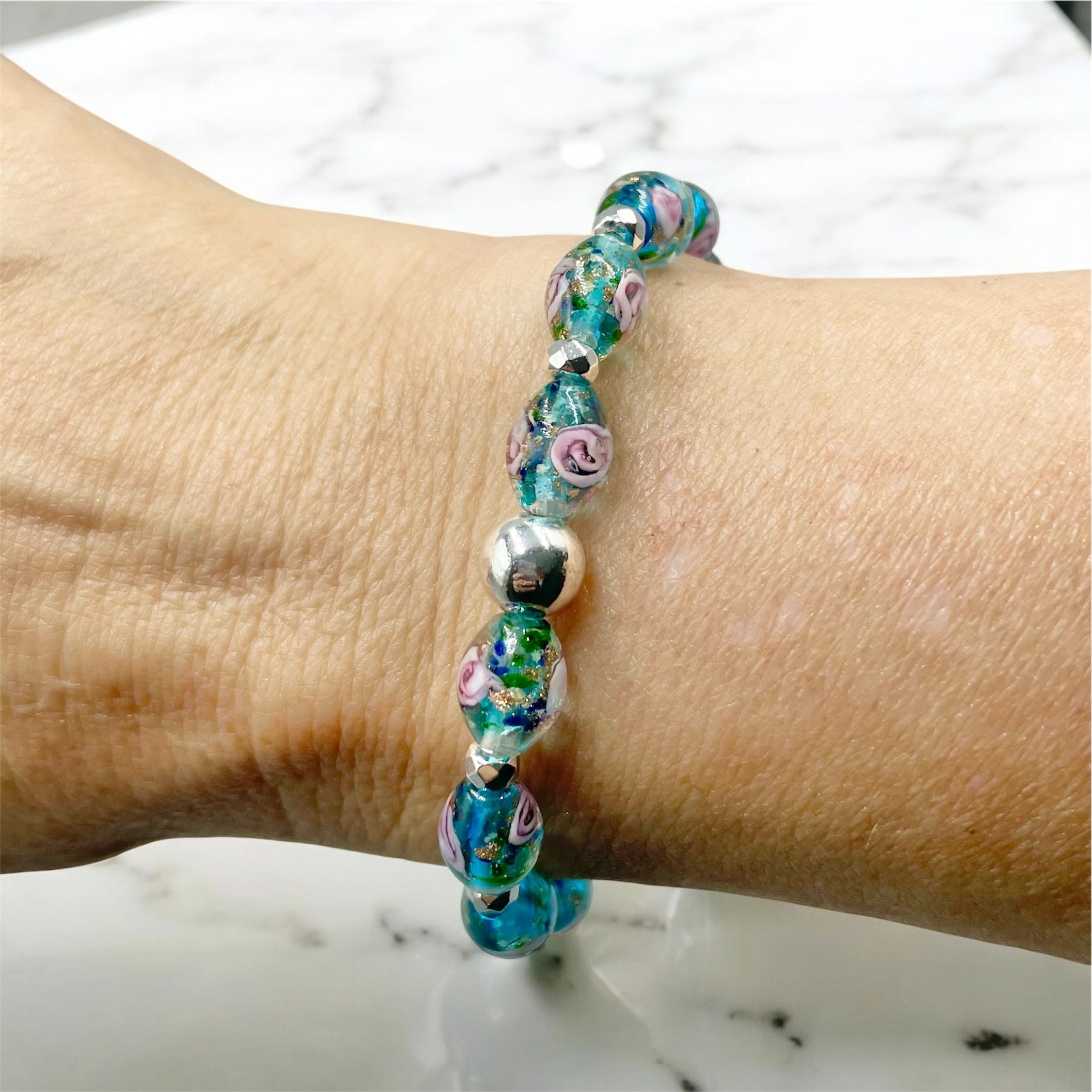 Luminous Oval Rose Bracelets ~ Azure Rose