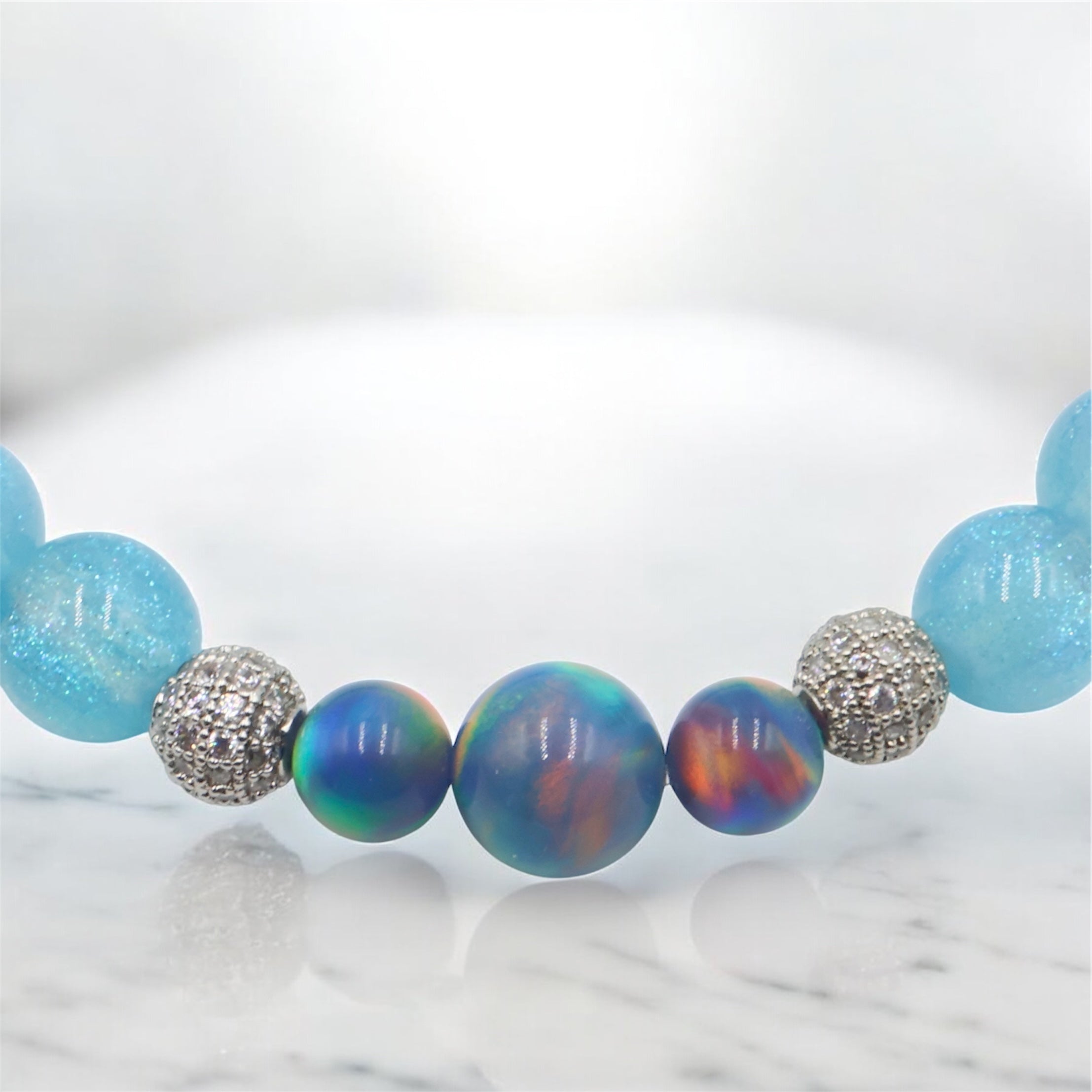 Island Ocean with Blue Aura Opals