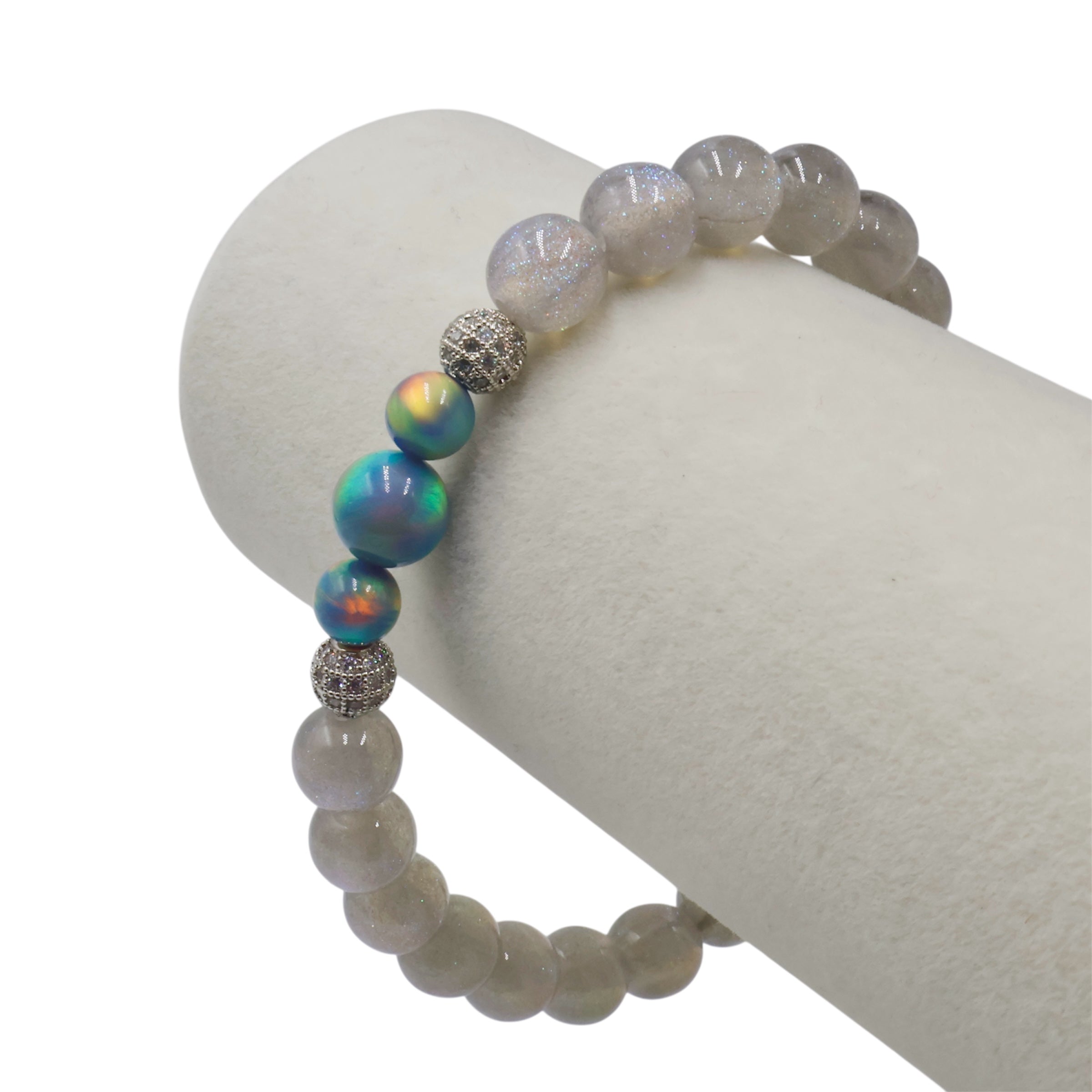 Silver Shine with Blue Aura Opals