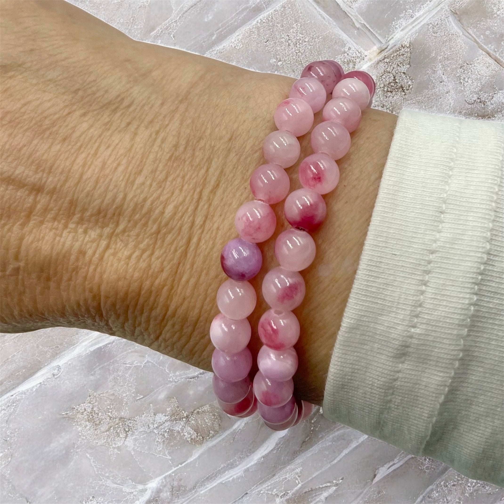 Gemstone Wrap Bracelet ~ Purple Red Persian Jade