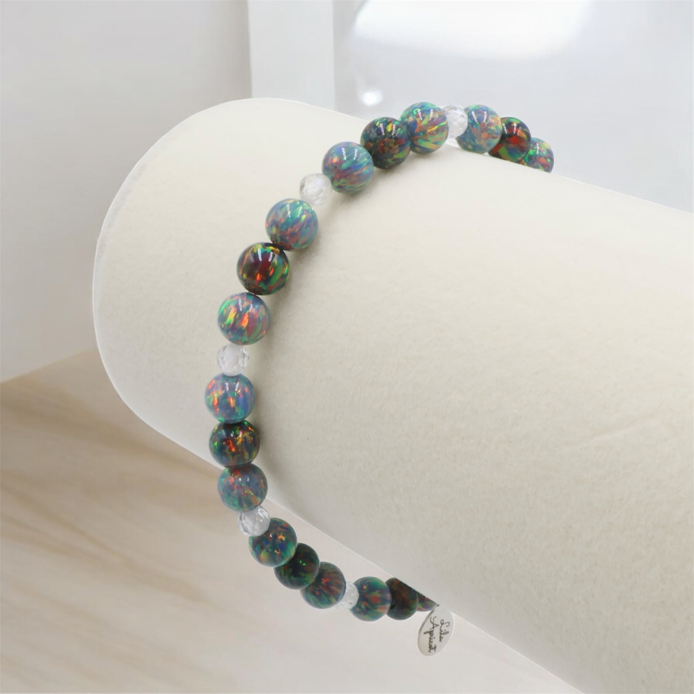 Opal Line Zircon Bracelet ~ Midnight Rainbow/Blue Graphite
