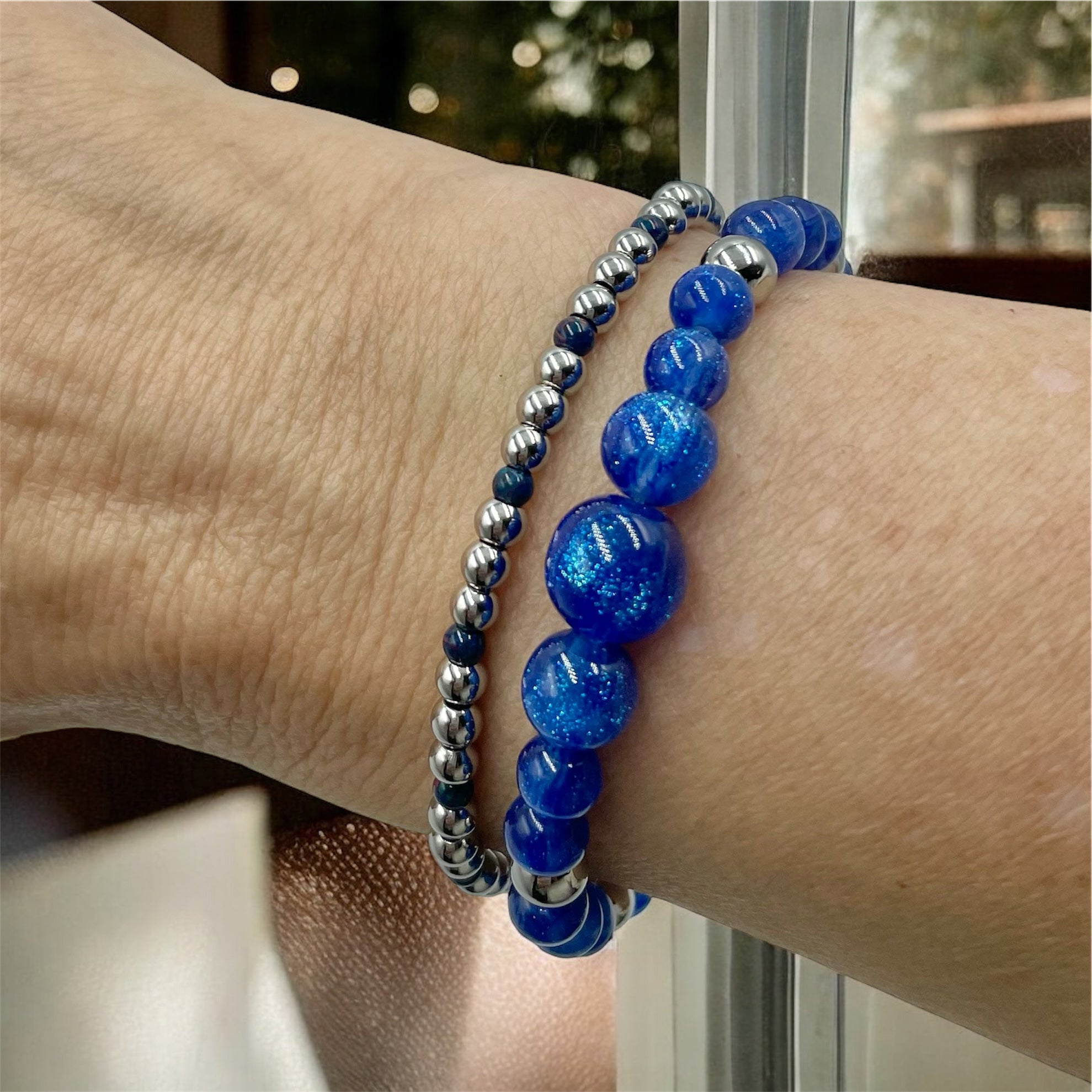 Sparkling Night Sky Cascade Bracelet ~ Starlight Blue
