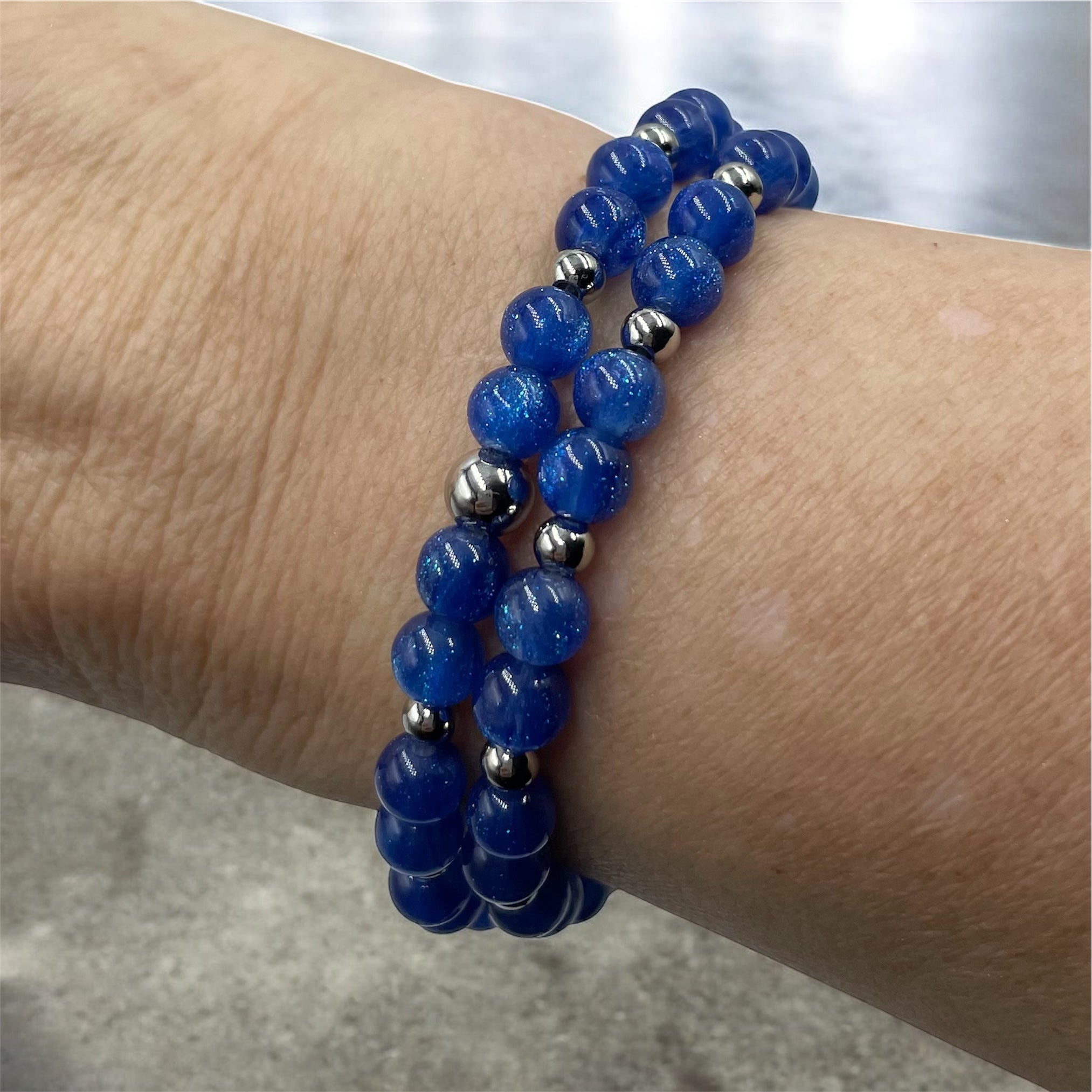 Sparkling Night Sky Wrap Bracelet ~ Starlight Blue