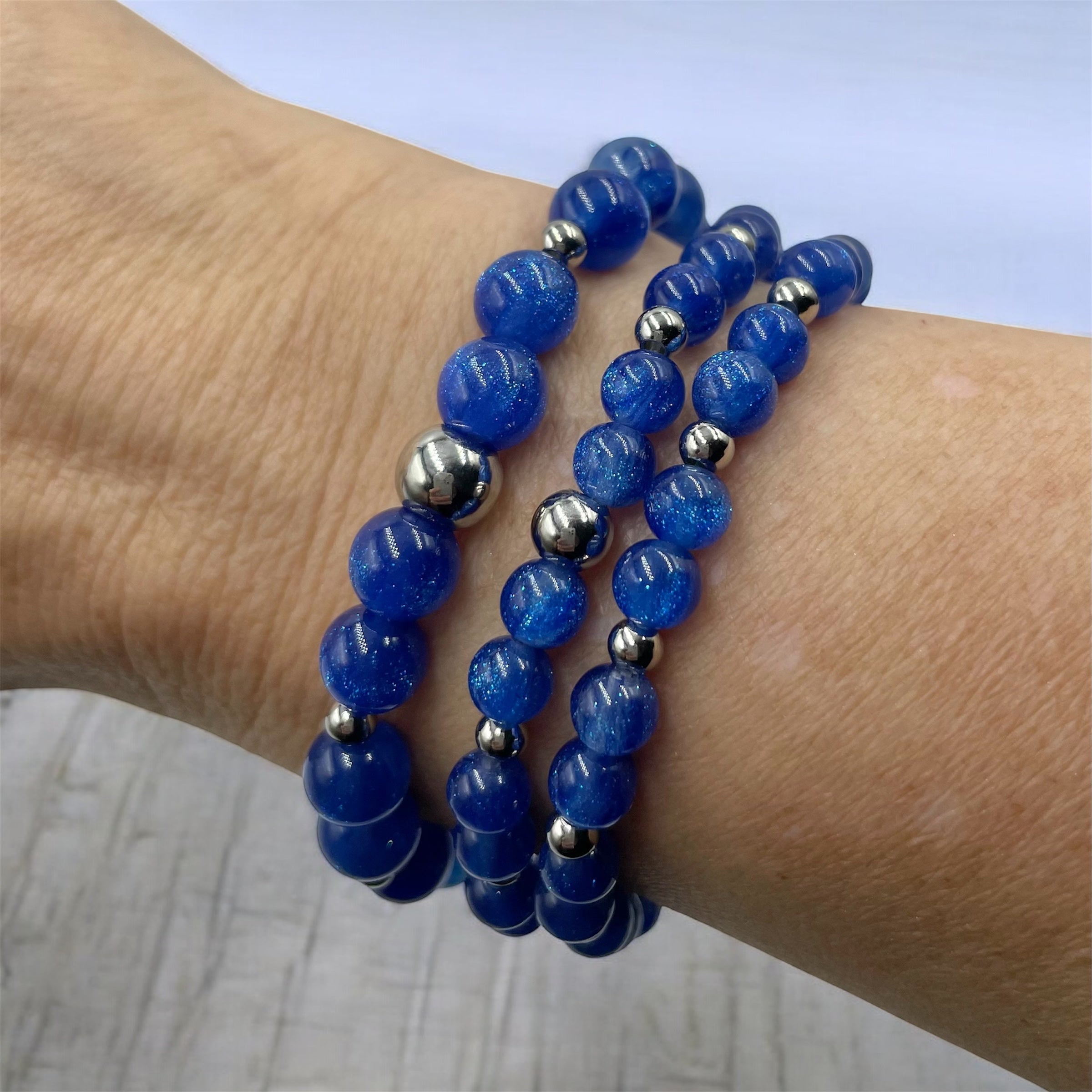 Sparkling Night Sky Wrap Bracelet ~ Starlight Blue