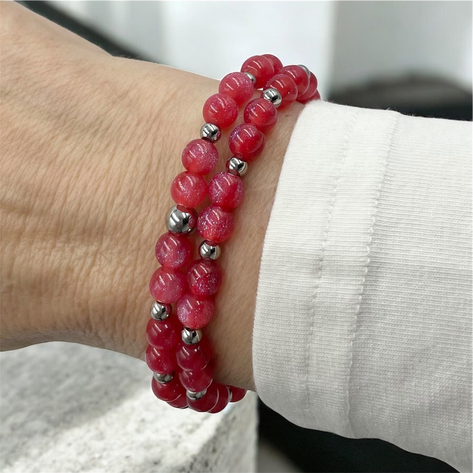 Sparkling Night Sky Wrap Bracelet ~ Crimson Star