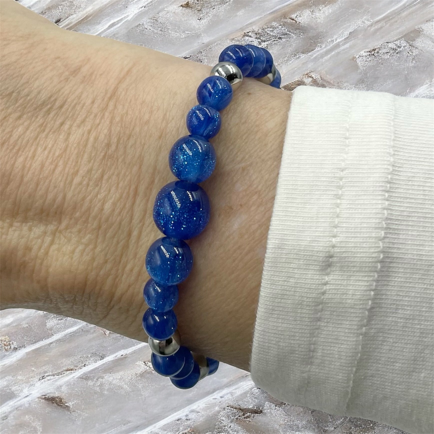 Sparkling Night Sky Cascade Bracelet ~ Starlight Blue