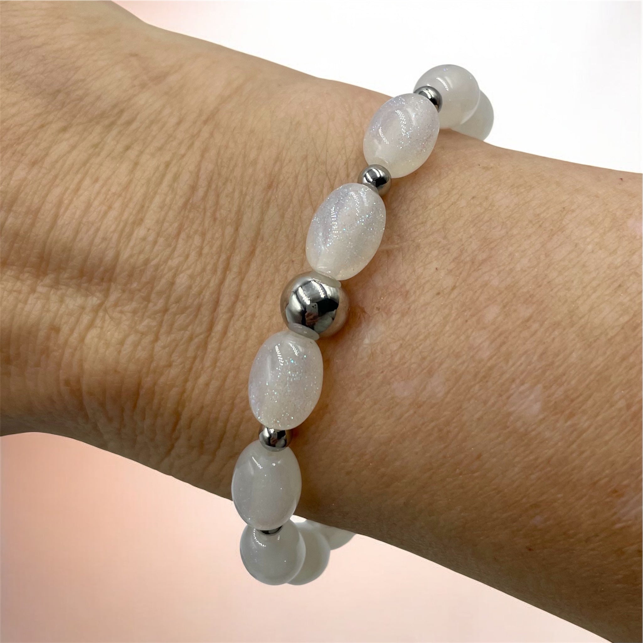 Sparkling Night Sky Oval Bracelet ~ Aspen Snow