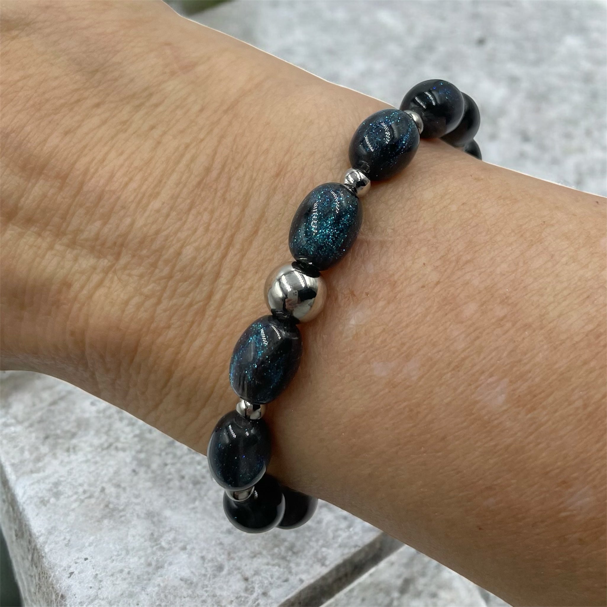 Sparkling Night Sky Oval Bracelet ~ Nightfall