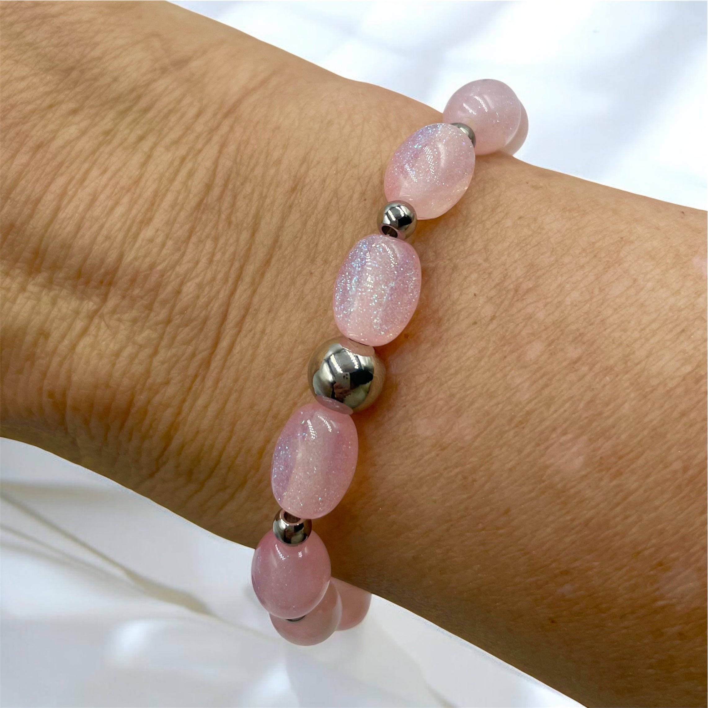 Sparkling Night Sky Oval Bracelet ~ Cotton Candy
