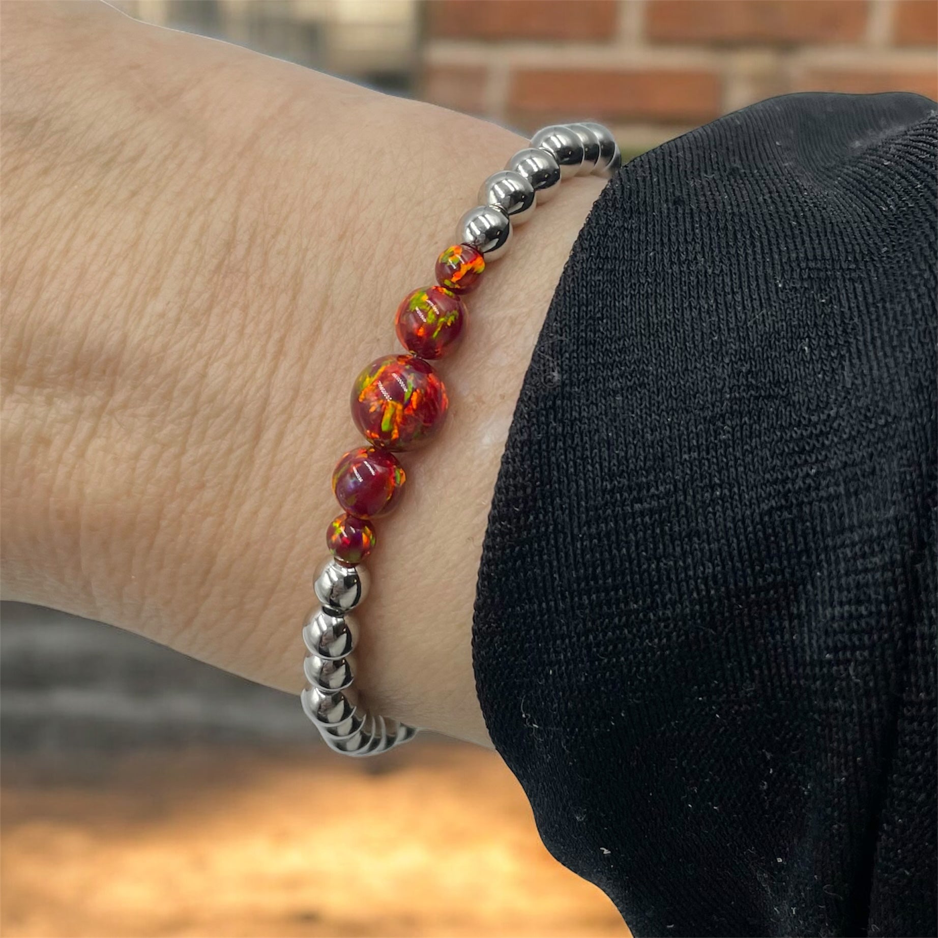 Opal Cascade Bracelet ~ Brick Red