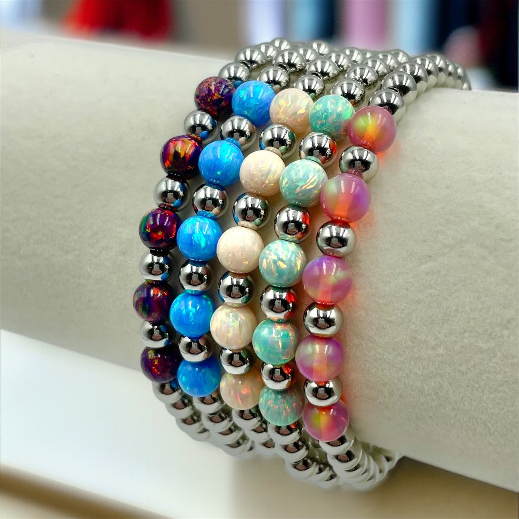 5-Opals Bracelet ~ Coral Crush