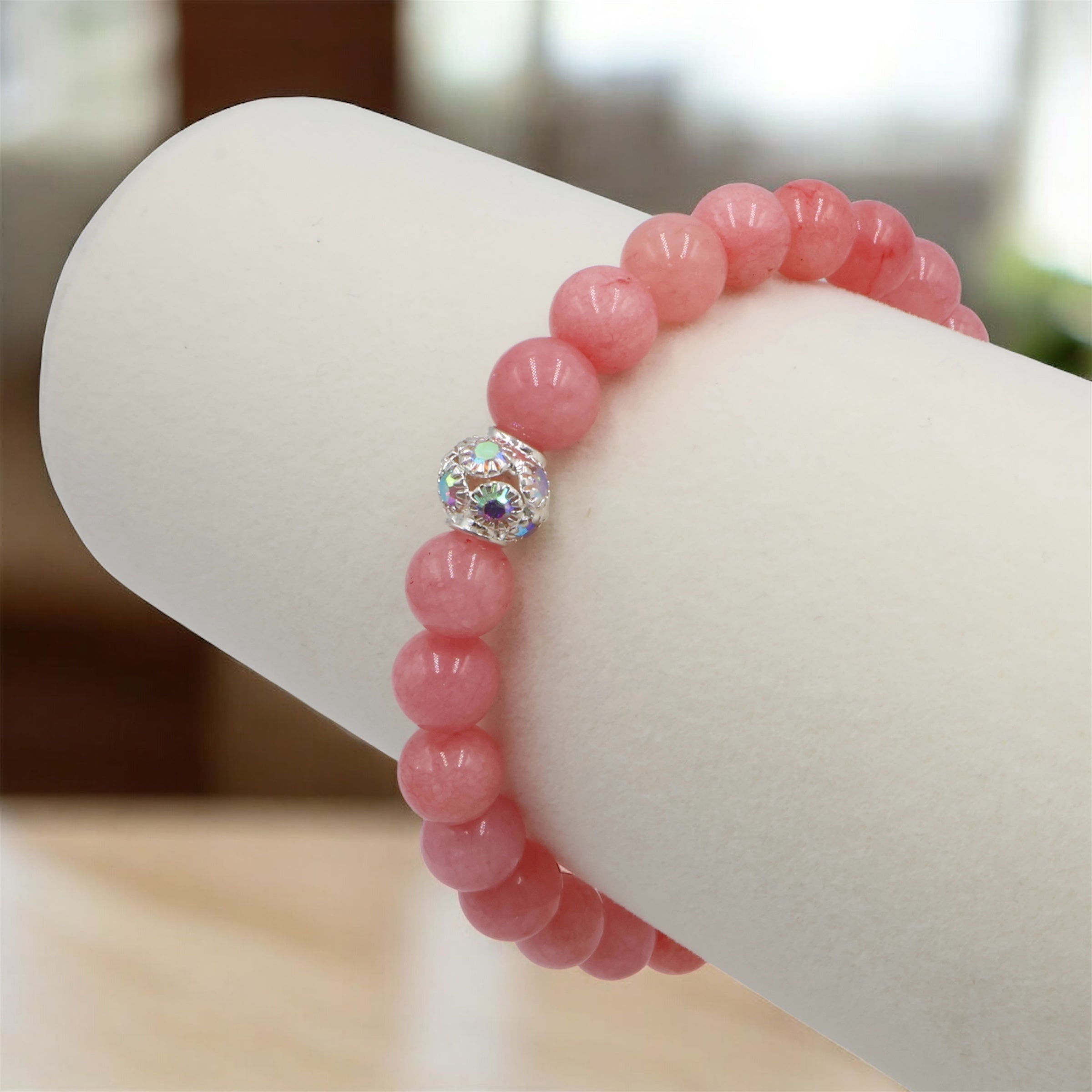 Pink Jade with Angel Charm