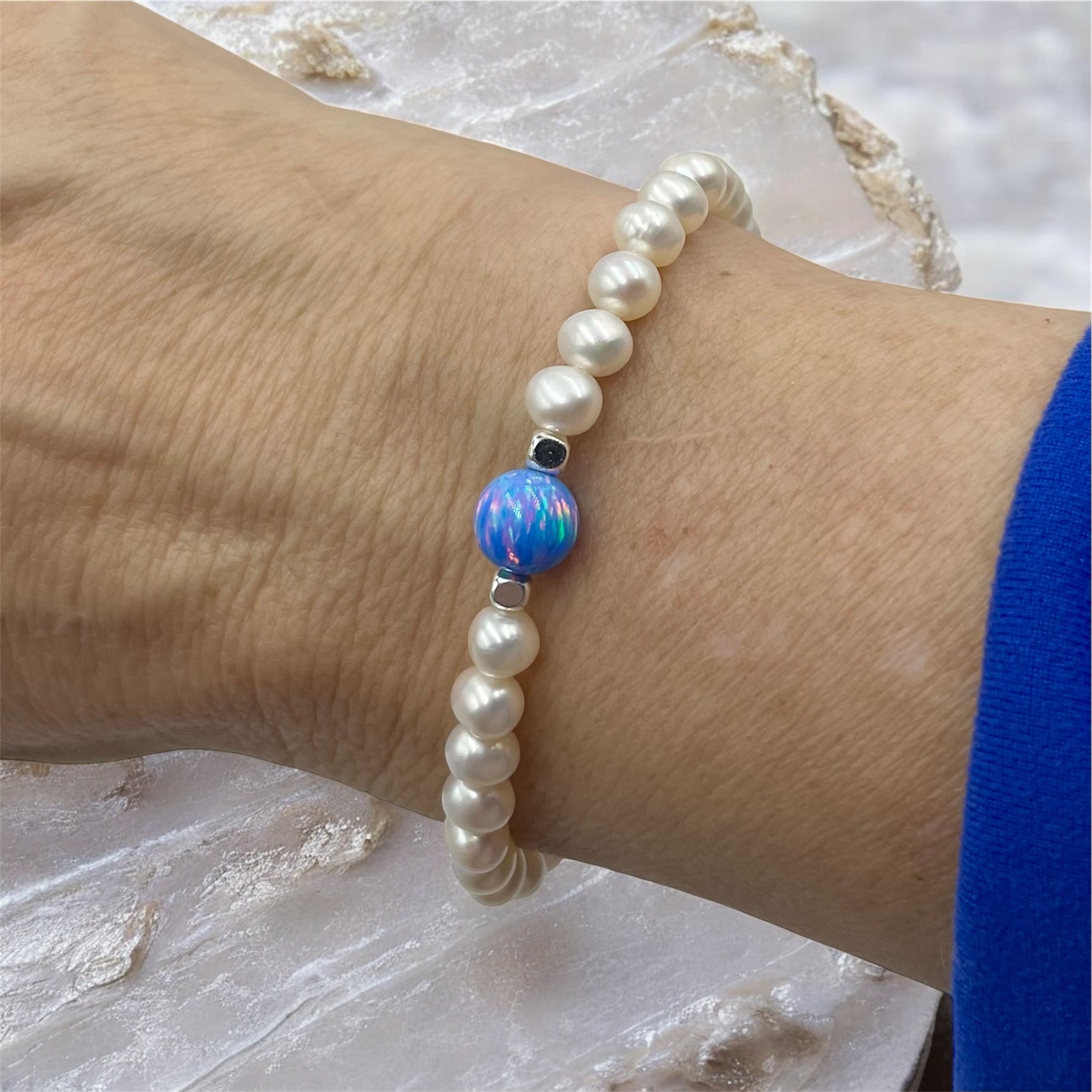 Pearl & Opal Bracelet ~ Azure Pink Mist
