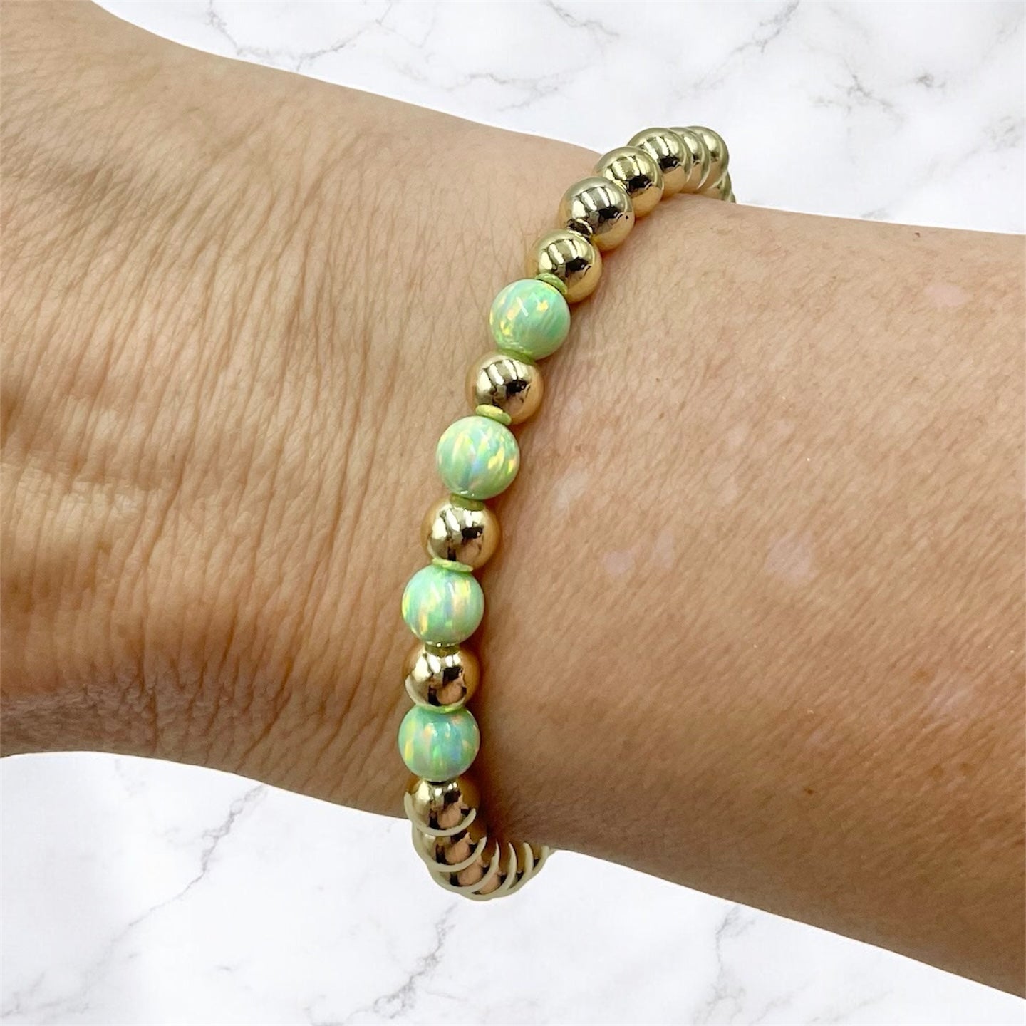 14K Gold Filled 4-Opals Bracelet ~ Honeydew