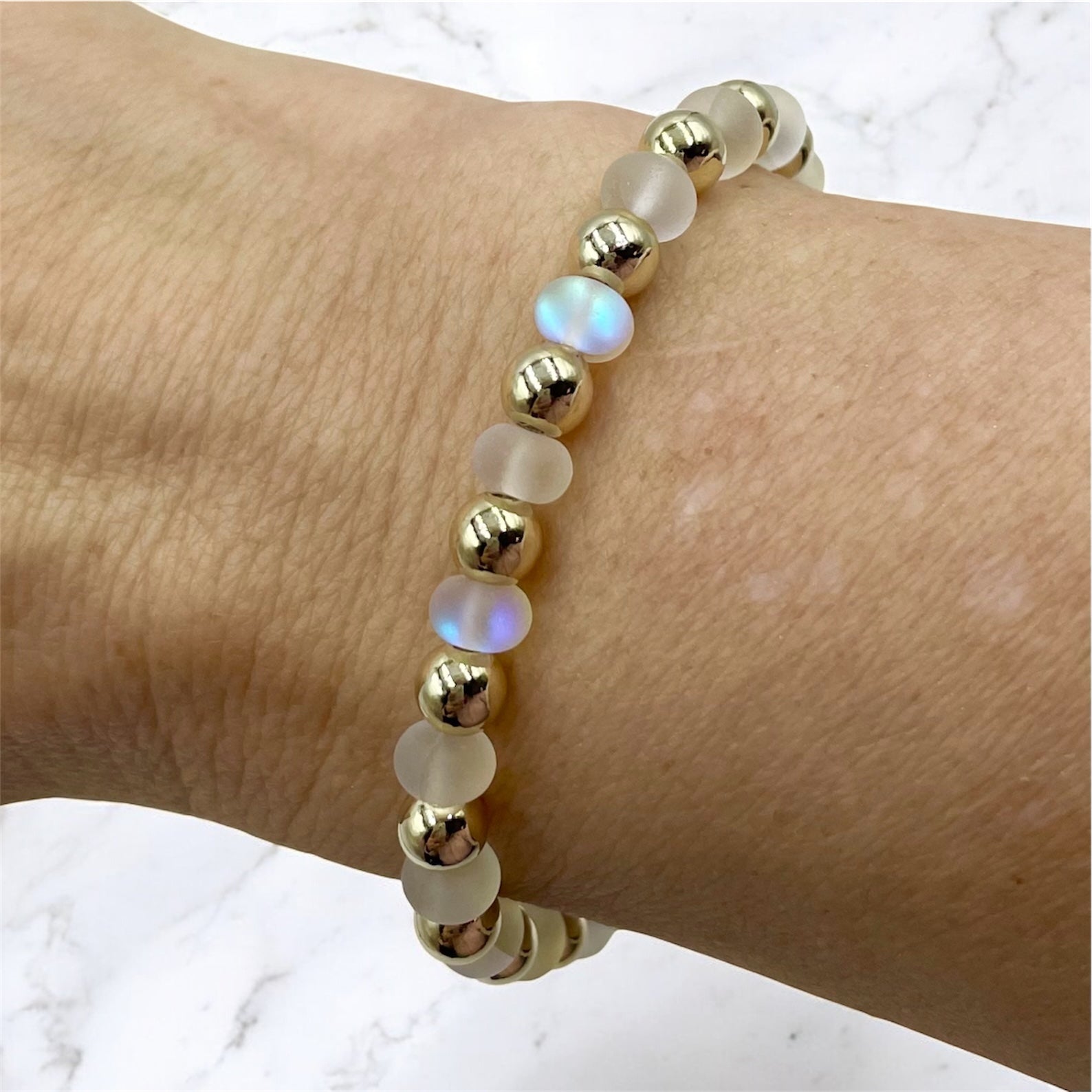 Frosted Aurora Donut Bracelet ~ Crystal Frost