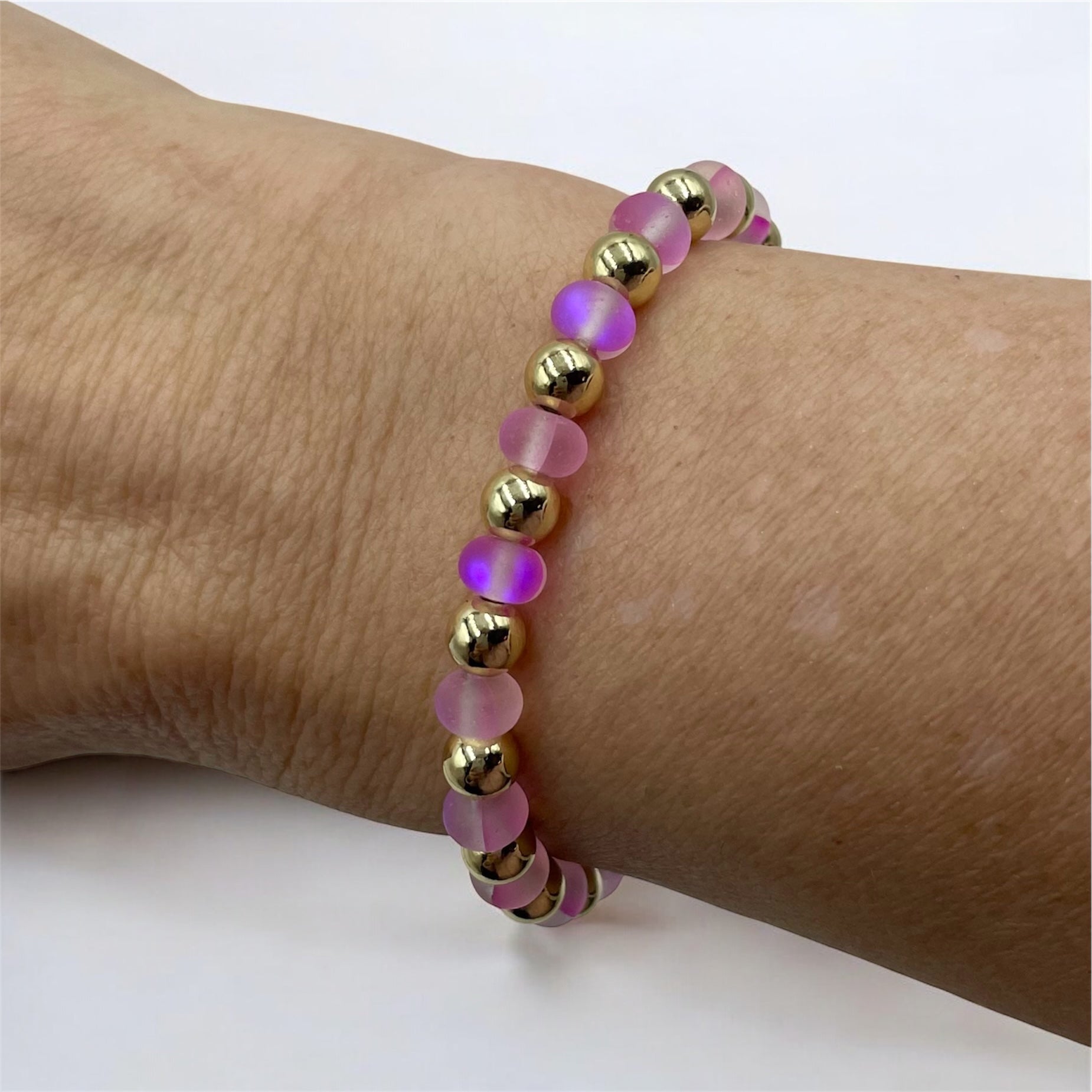 Frosted Aurora Donut Bracelet ~ Bright Violet