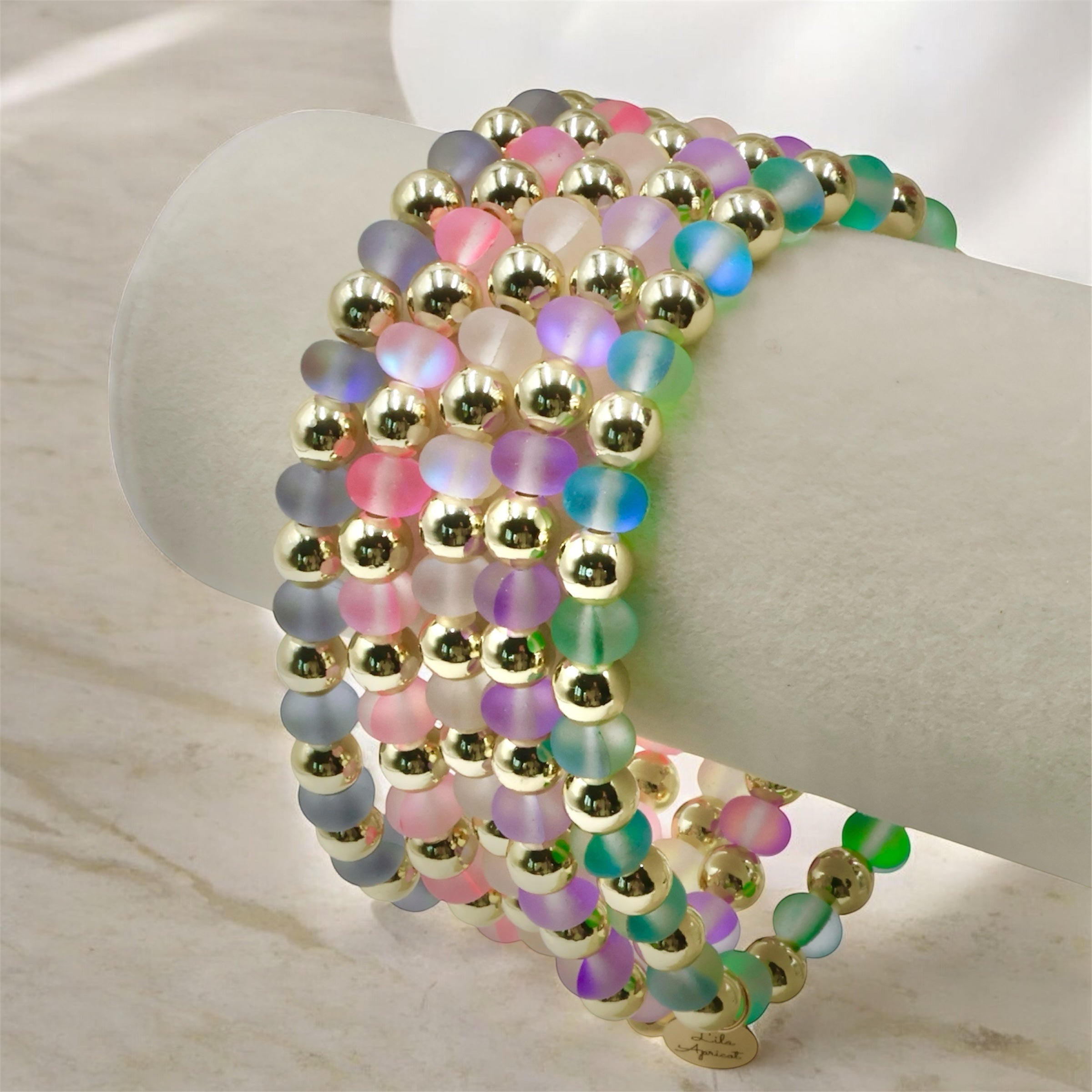 Frosted Aurora Donut Bracelet ~ Light Emerald
