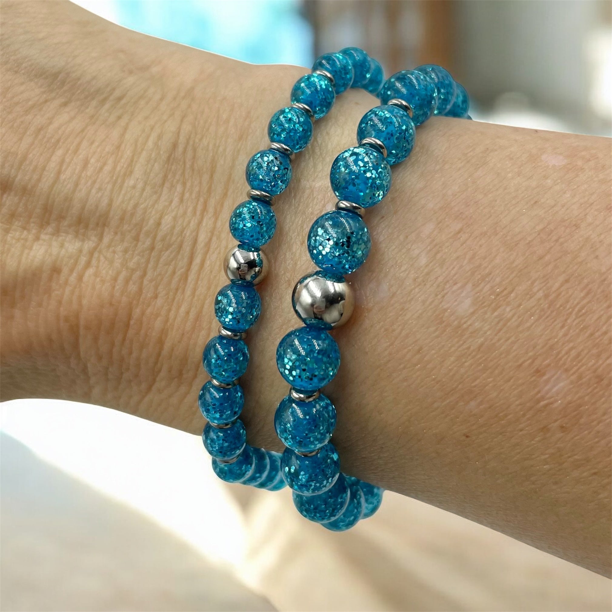 Glitter Bracelet ~ Blue Zircon