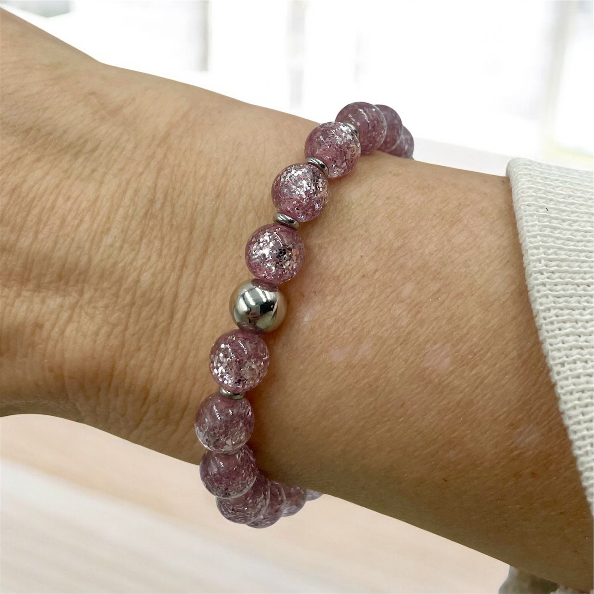 Glitter Bracelet ~ Baby Pink