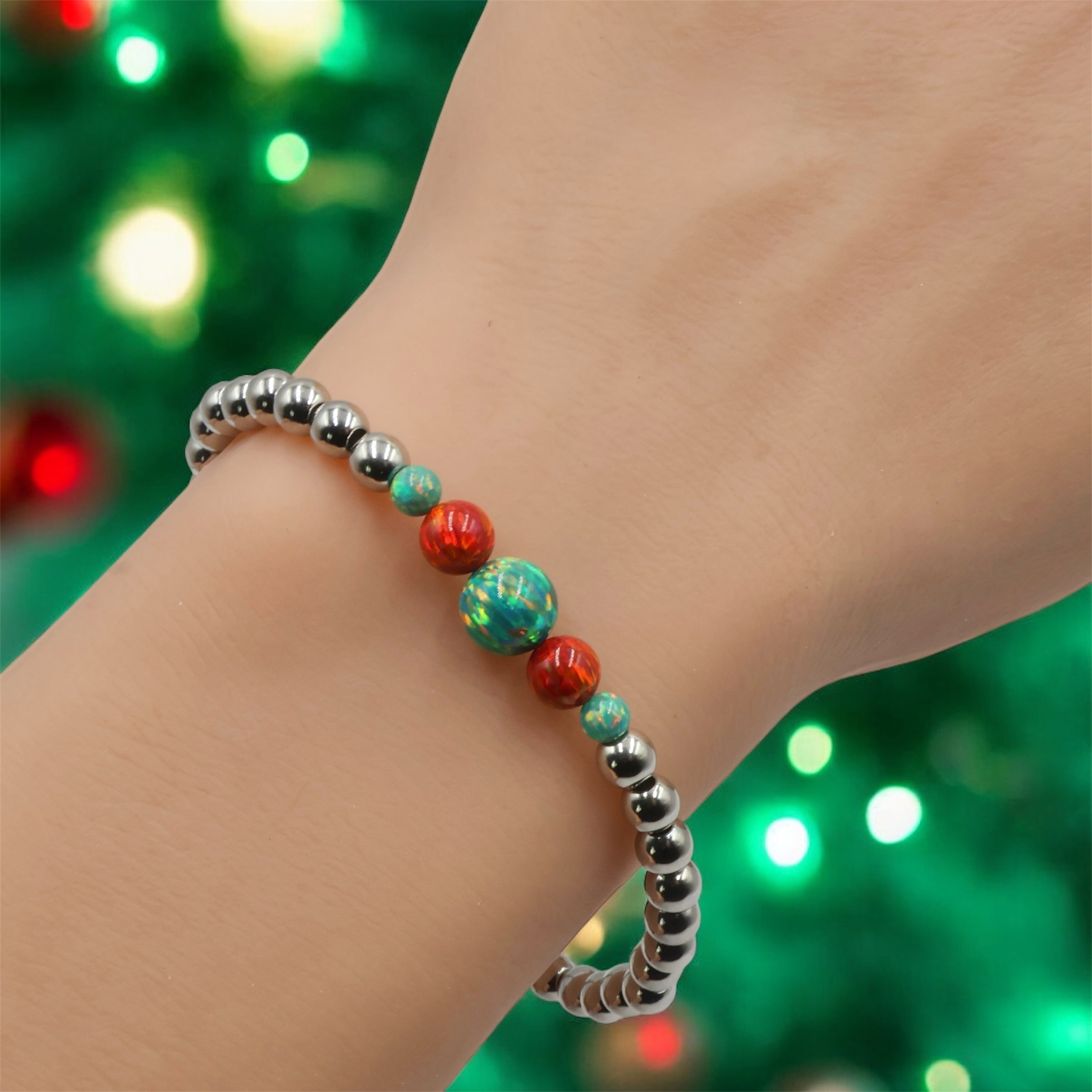 Christmas Opal Cascade Bracelet