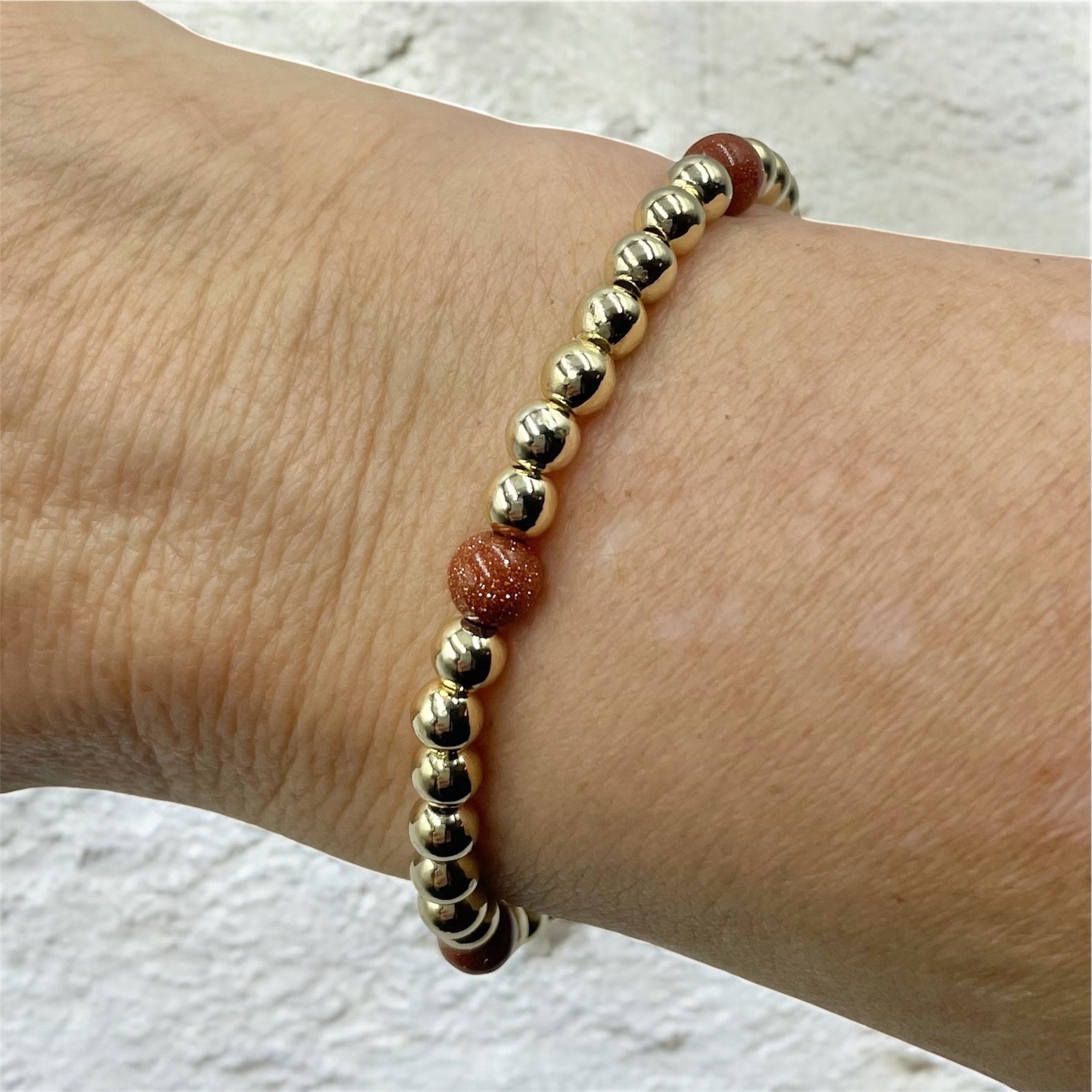 14K Gold Filled & Gemstone Satellite Bracelet ~ Gold Sandstone