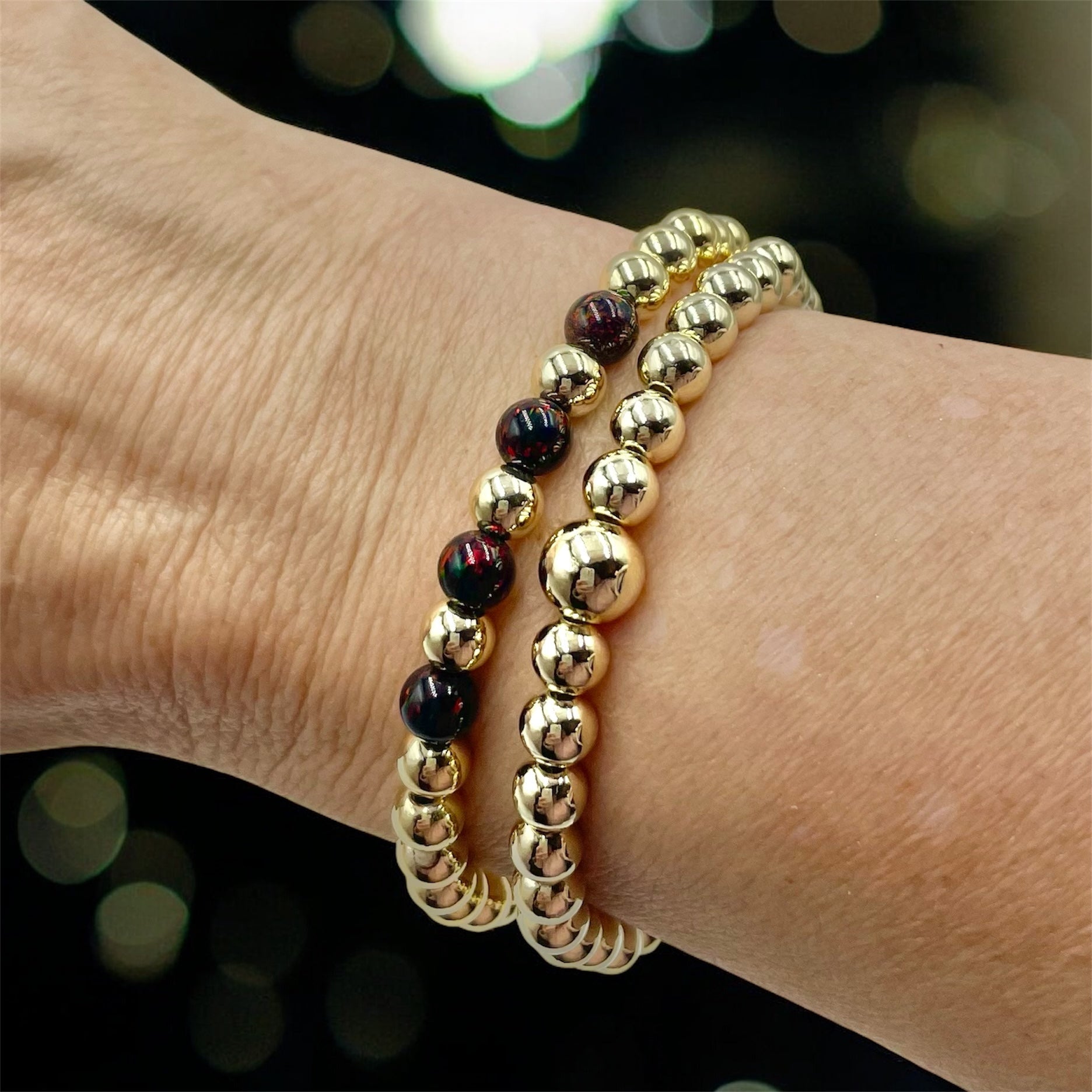 14K Gold Filled 4-Opals Bracelet ~ Black Cherry