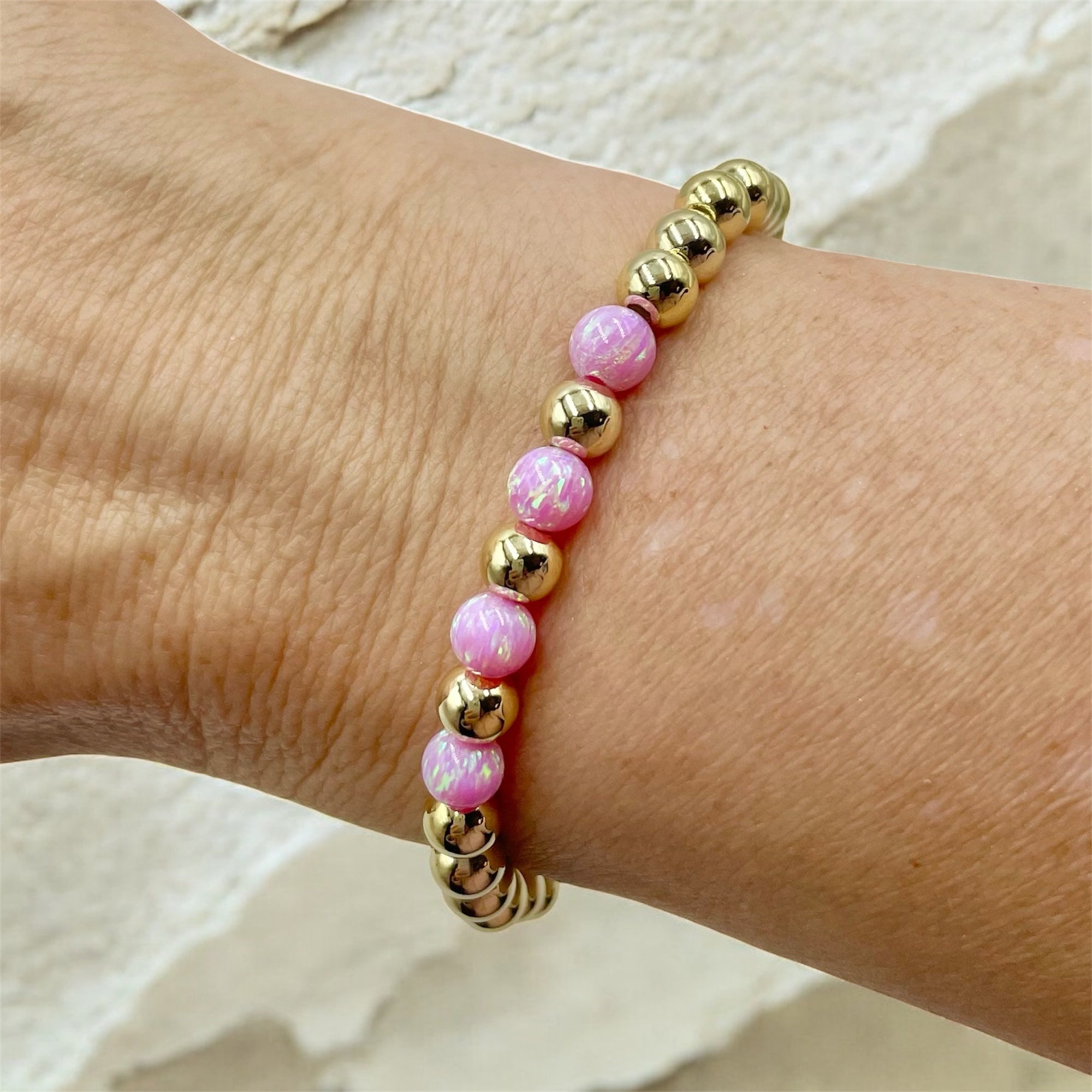 14K Gold Filled 4-Opals Bracelet ~ Prink Topaz