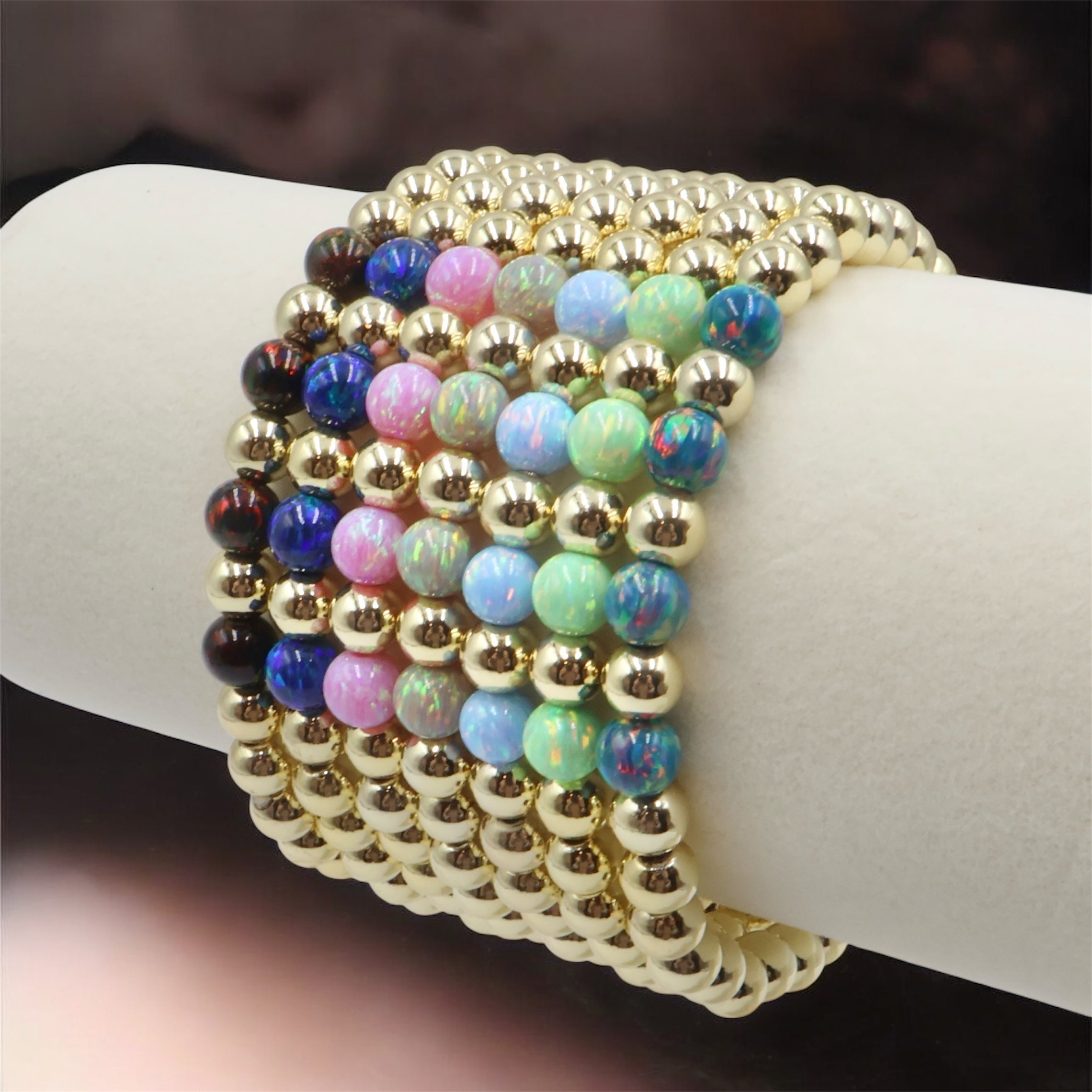 14K Gold Filled 4-Opals Bracelet ~ Desert Sand