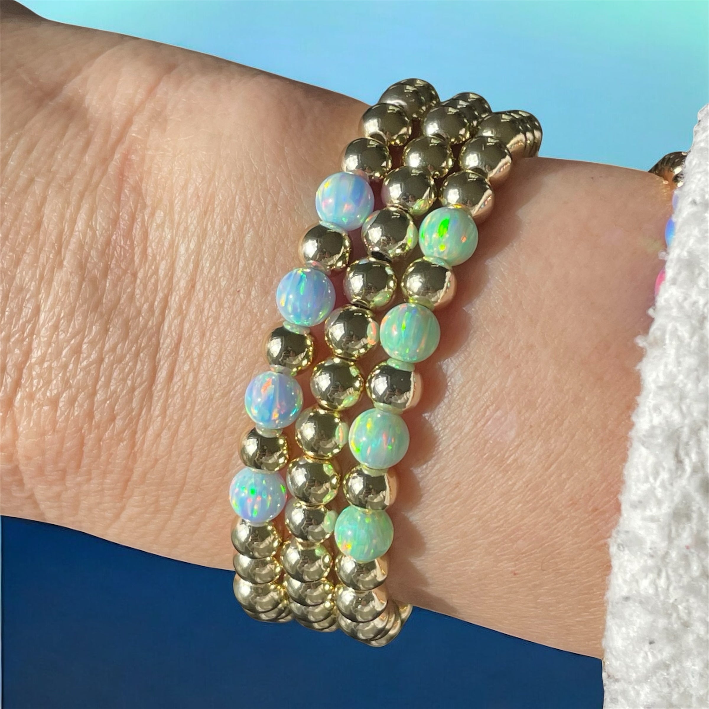 14K Gold Filled 4-Opals Bracelet ~ Celestial Blue