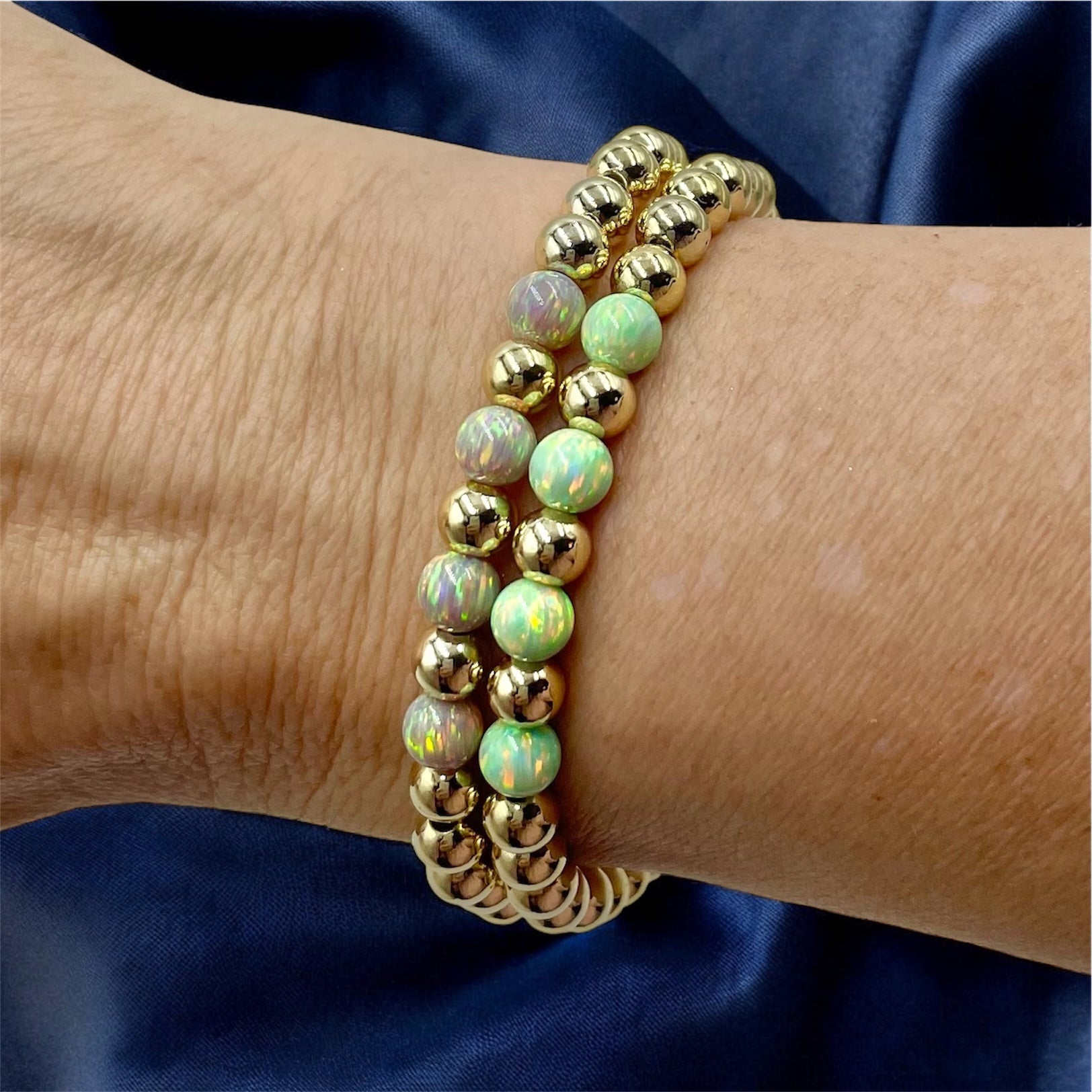 14K Gold Filled 4-Opals Bracelet ~ Honeydew