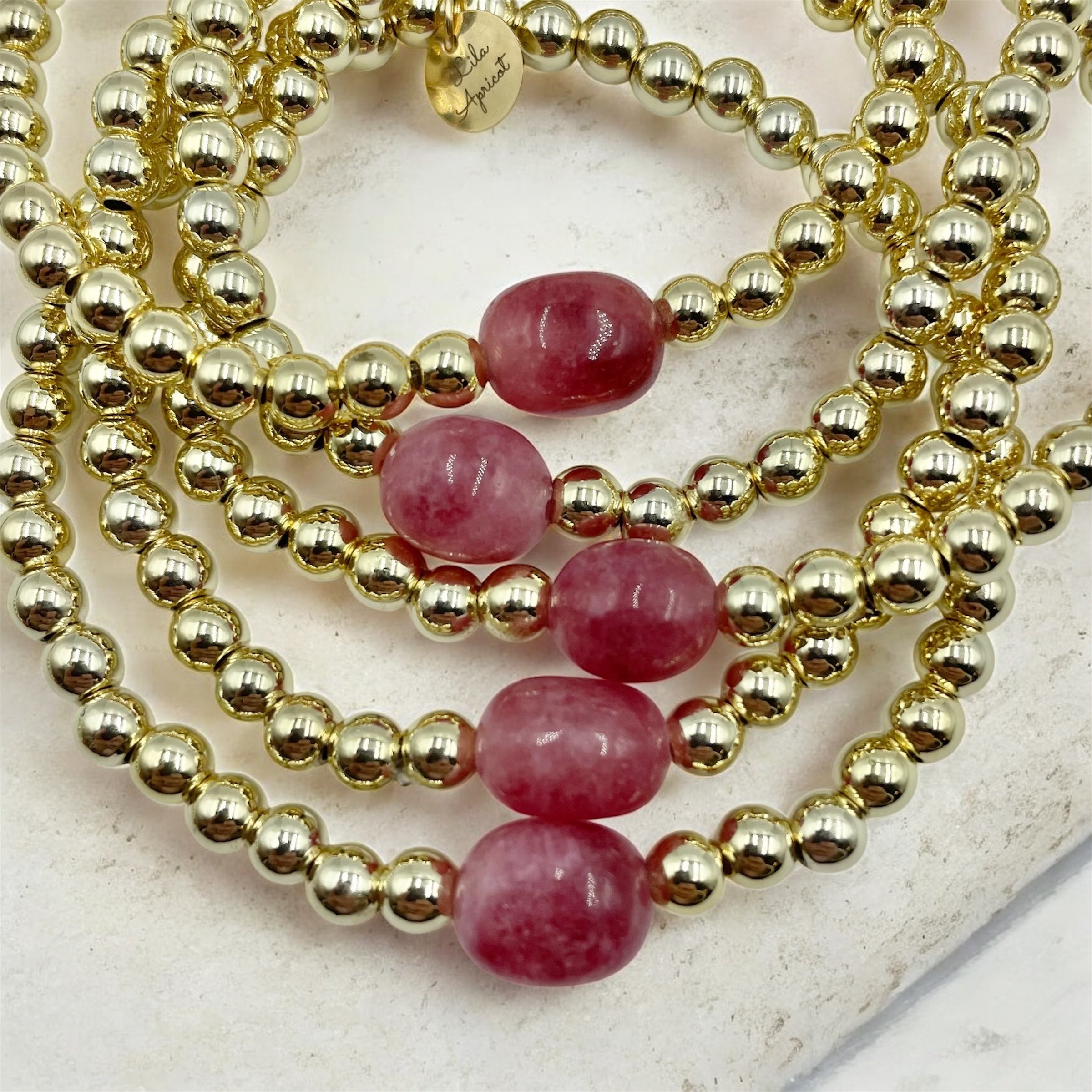 14K Gold Filled Bracelet with Nugget ~ Strawberry Quartz