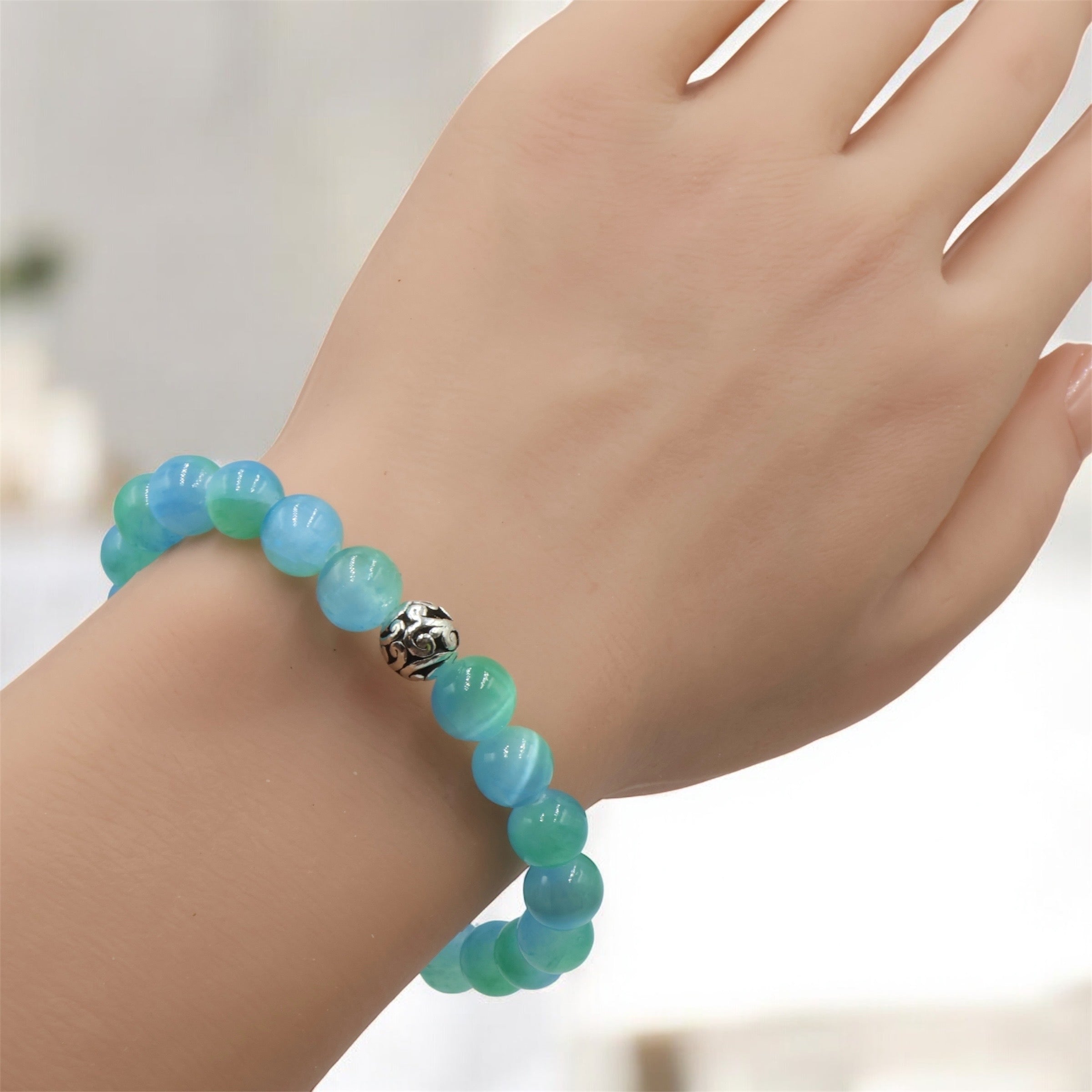 Selenite Bracelet ~ Aqua Splash