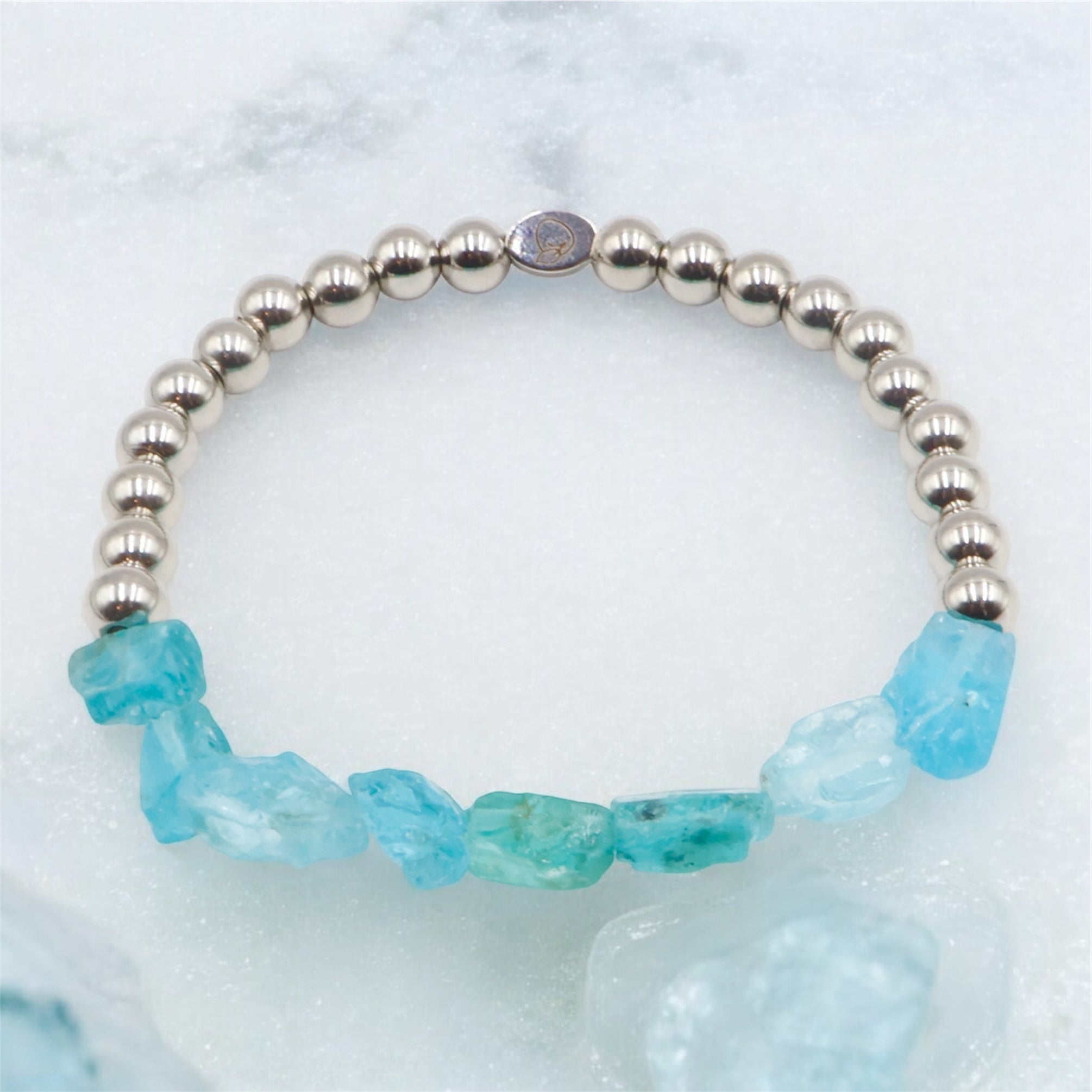 Ice Nugget Bracelet ~ Teal Blue Apatite