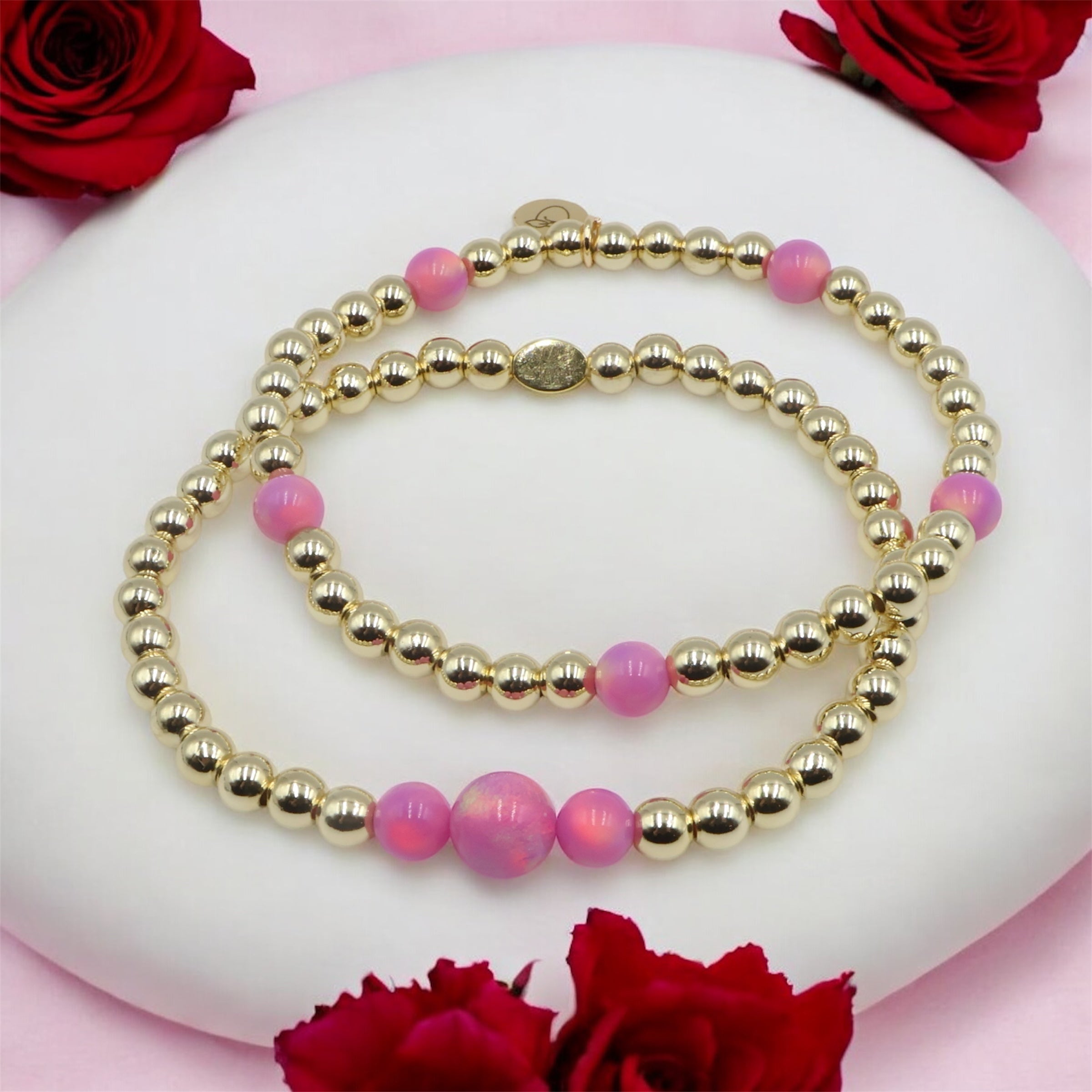 14k Gold Filled 3-Opals Cascade Bracelet ~ Pink Sorbet