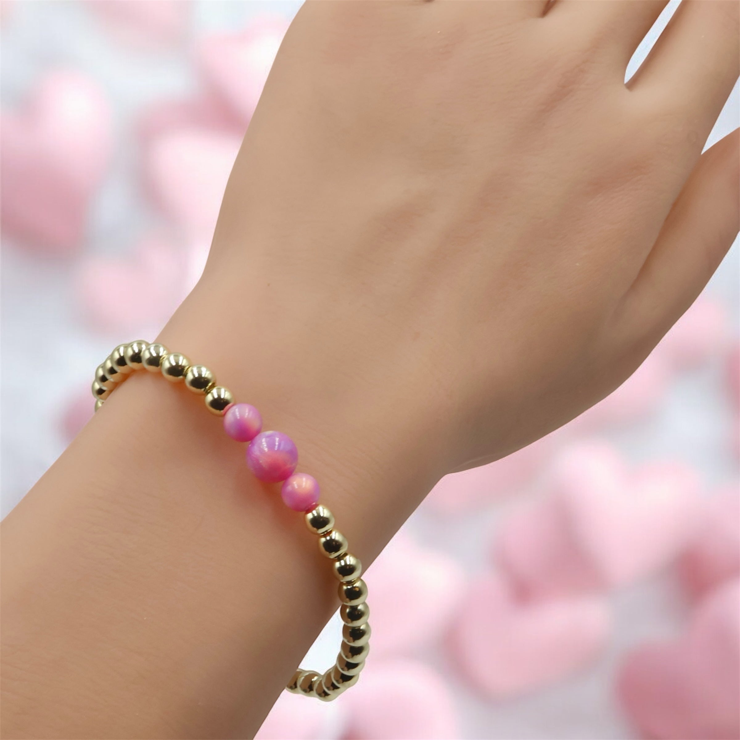 14k Gold Filled 3-Opals Cascade Bracelet ~ Pink Sorbet