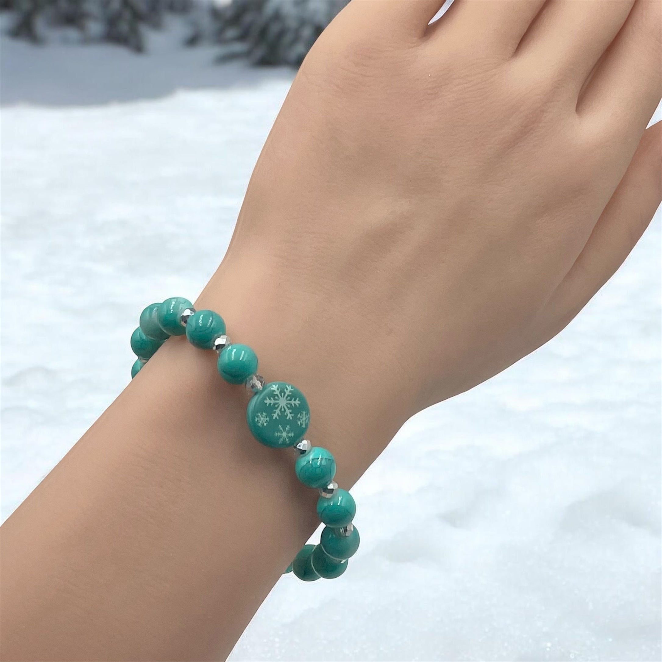 Teal Snowflake Bracelet