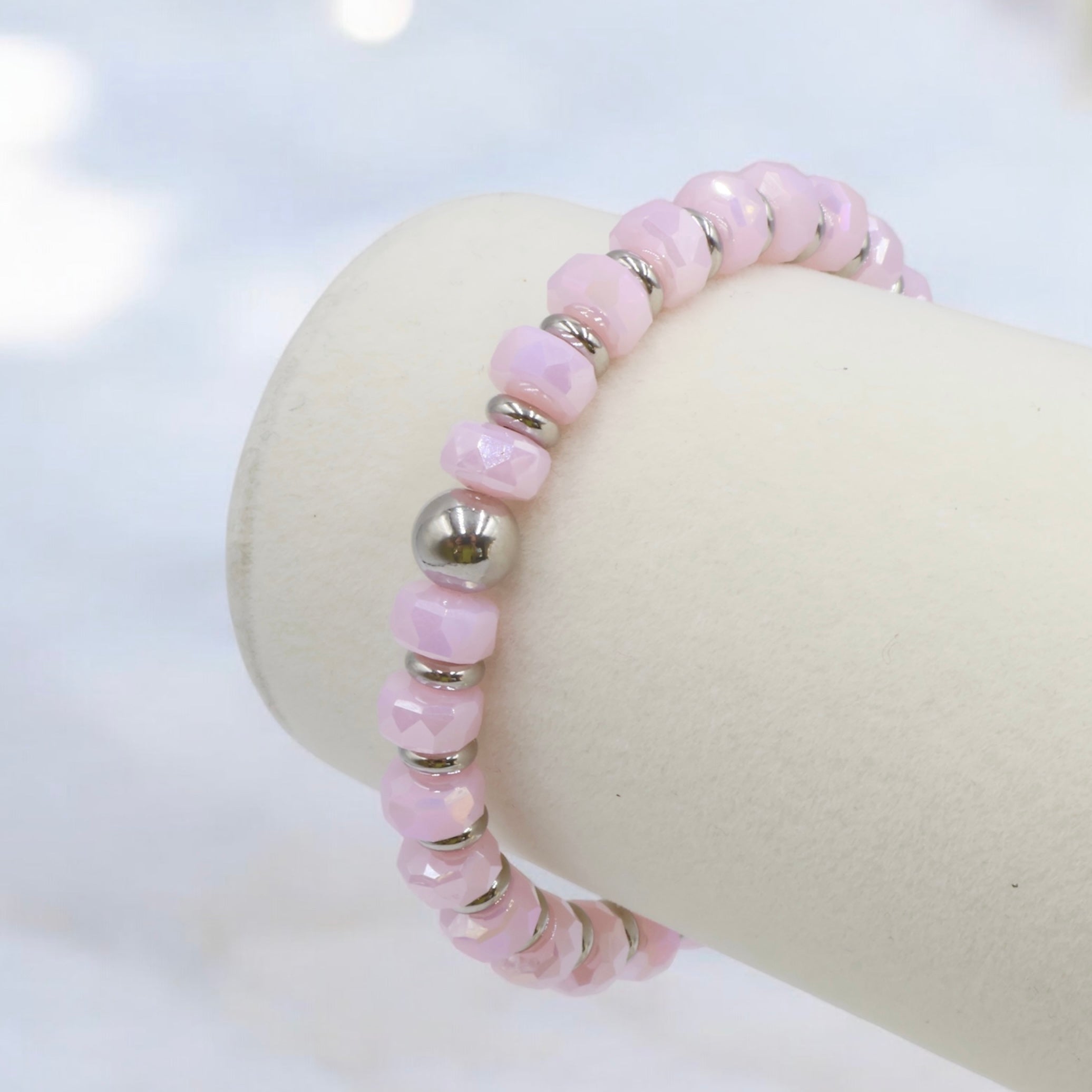 Wheel Style Bracelet ~ Pink Frost