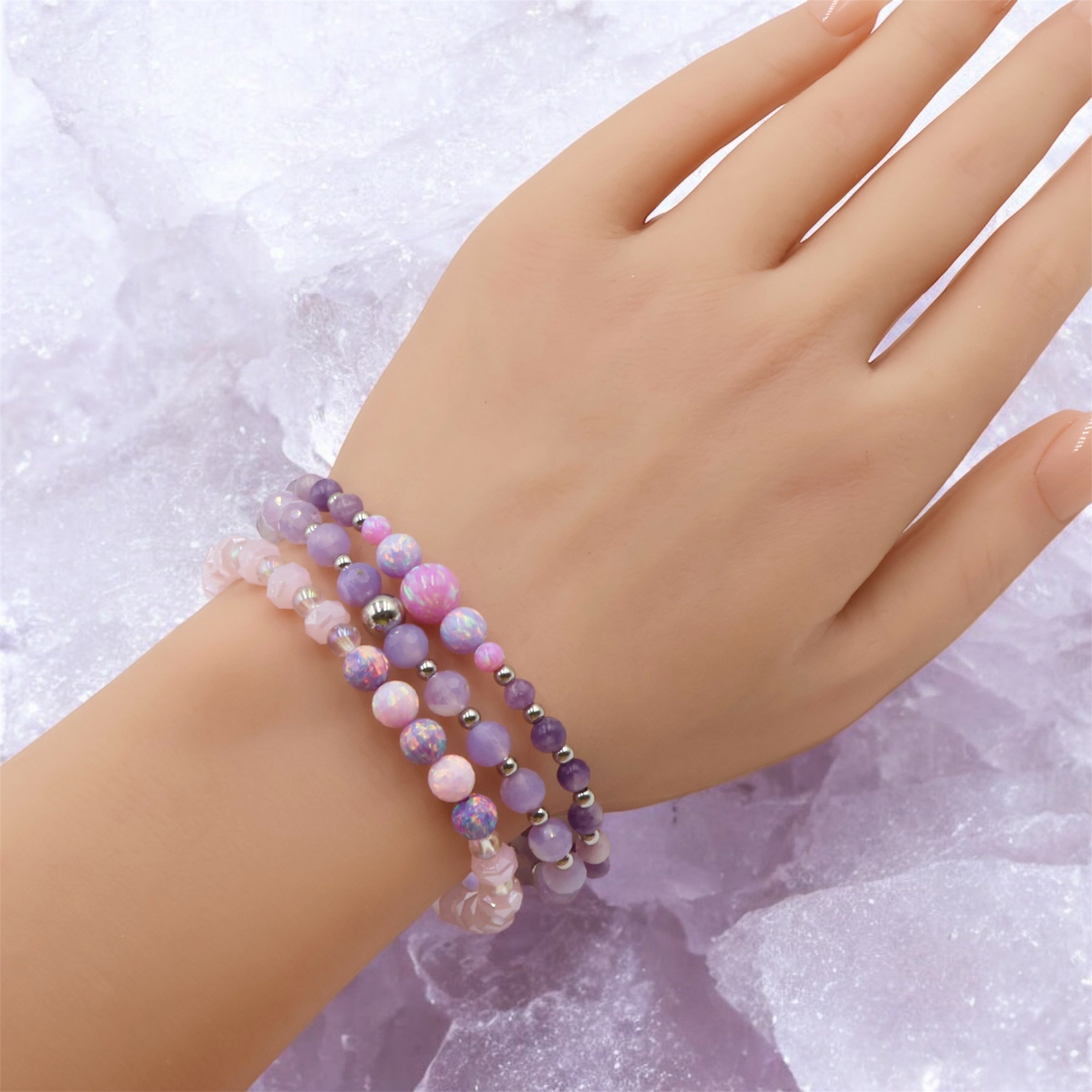 Lepidolite Opal Cascade Bracelet