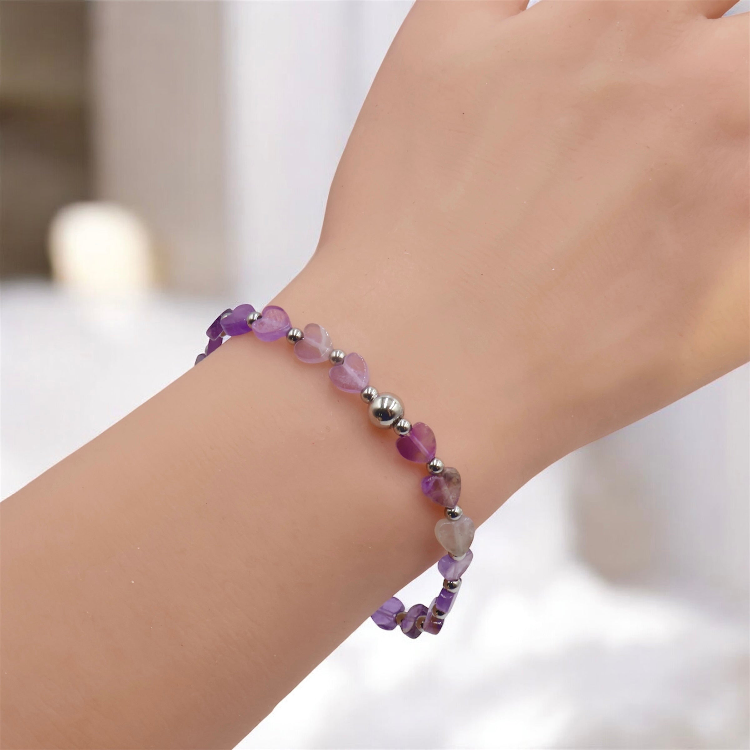 Amethyst Heart Bracelet