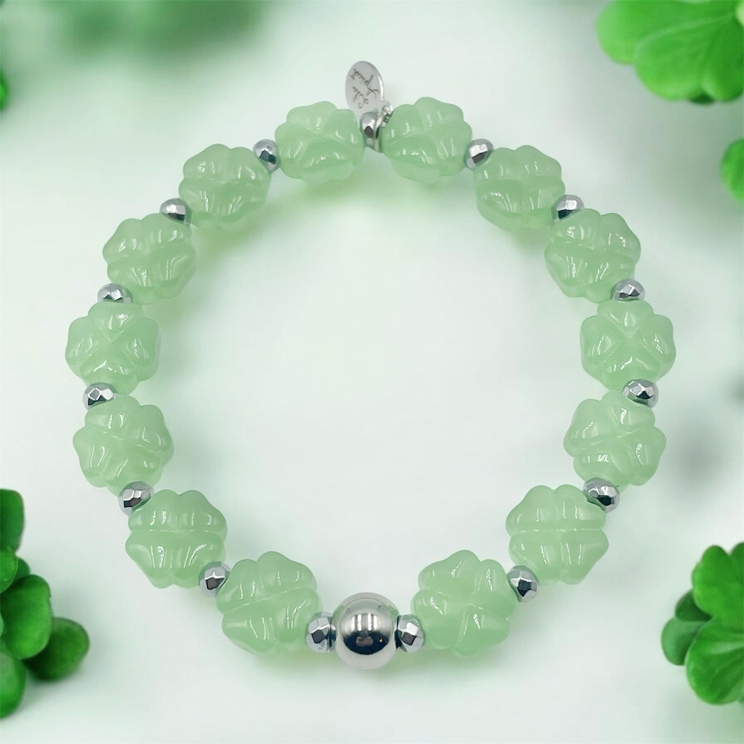 Clover Wishes Bracelet ~ Jade Green
