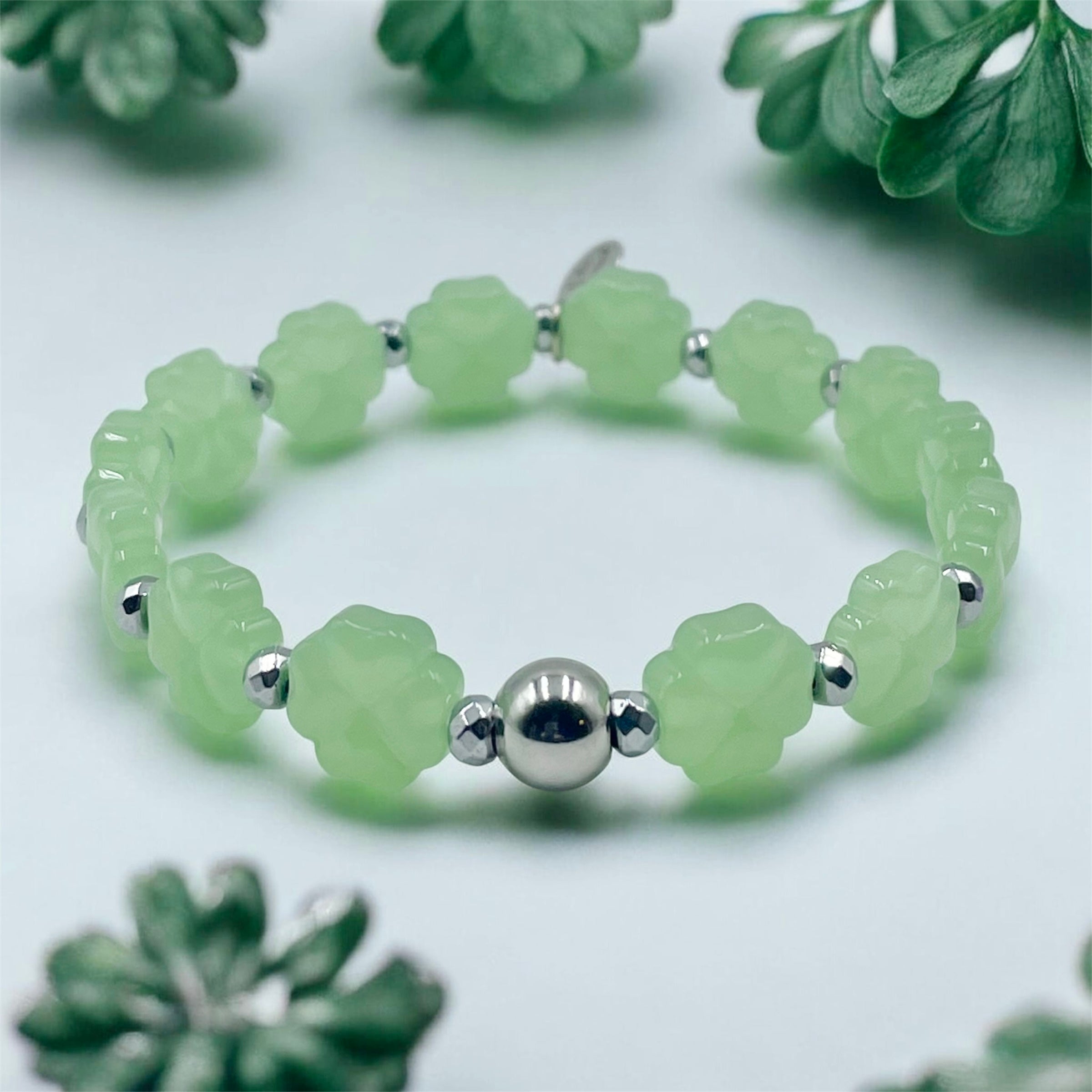 Clover Wishes Bracelet ~ Jade Green
