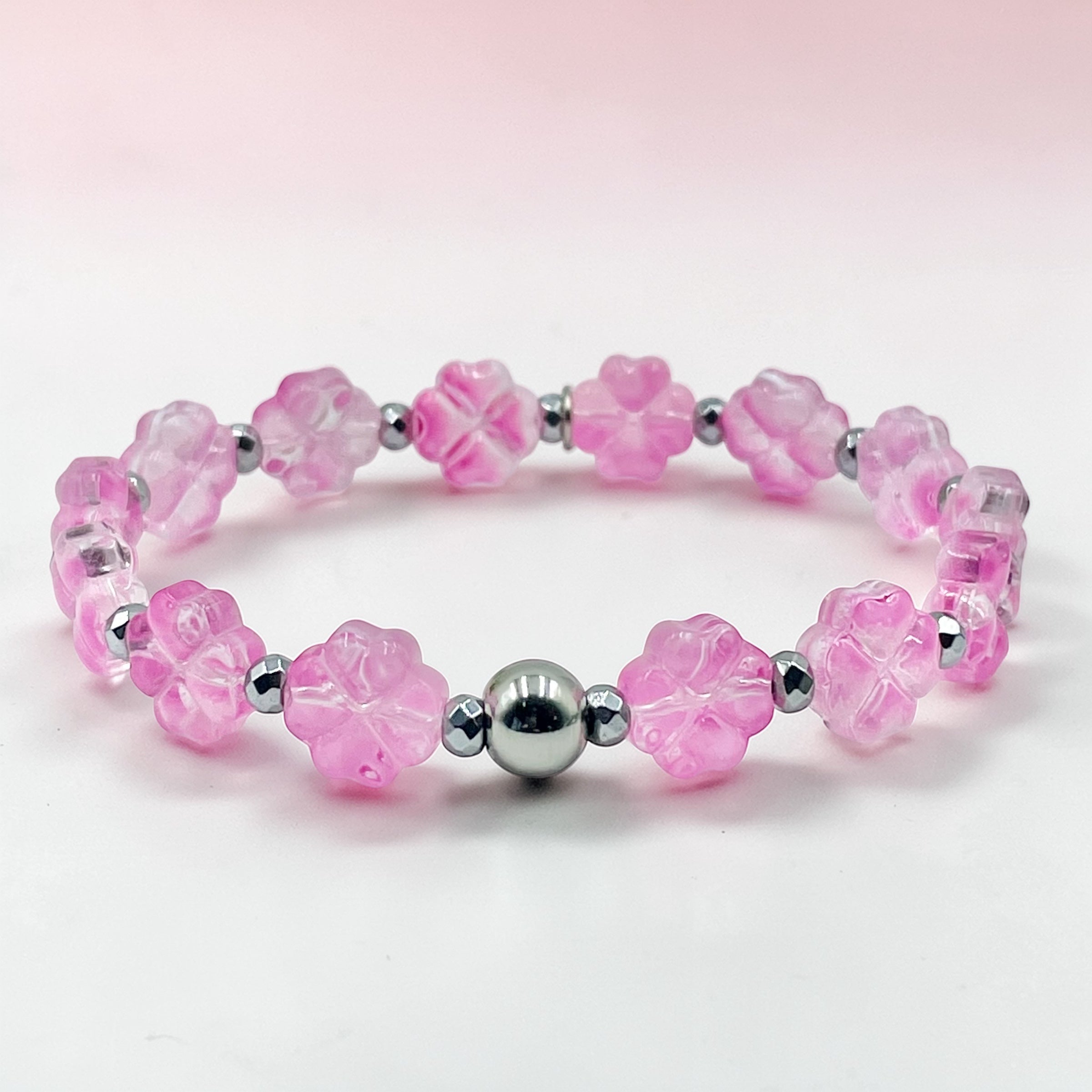 Clover Wishes Bracelet ~ Bright Pink