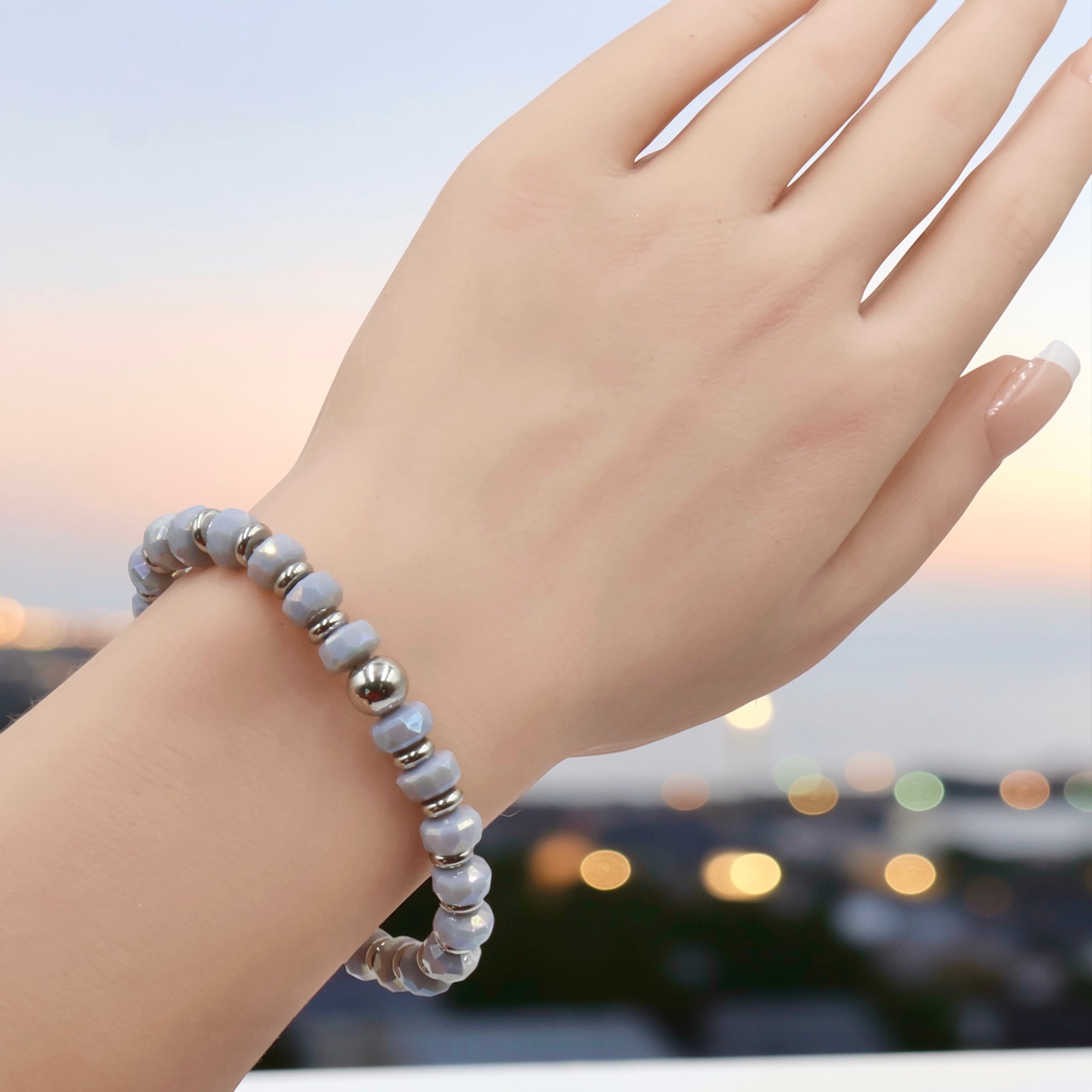 Wheel Bracelet ~ Porcelain Gray ~ 8mm