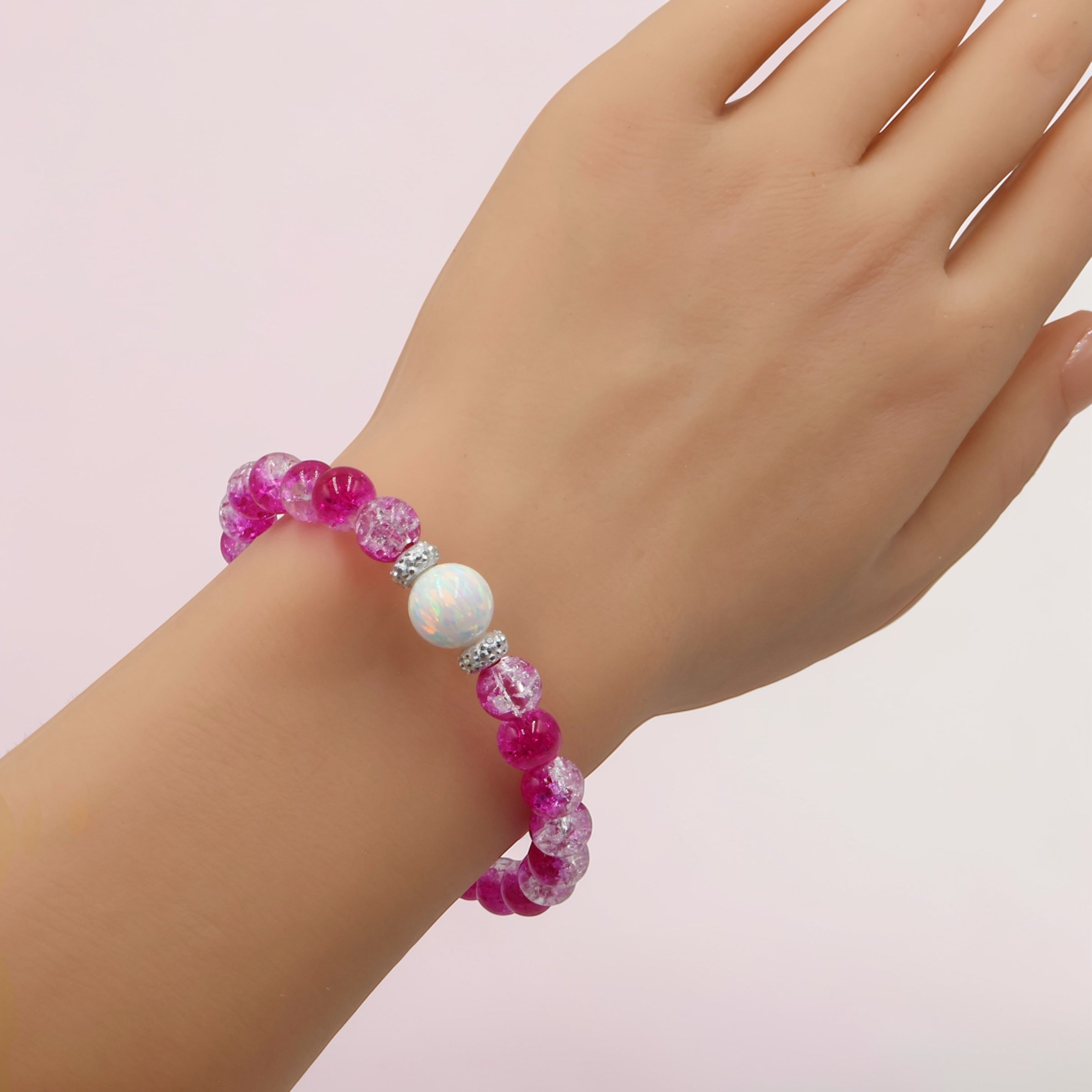 Crackle Fusion Bracelet ~ Hot Fuchsia